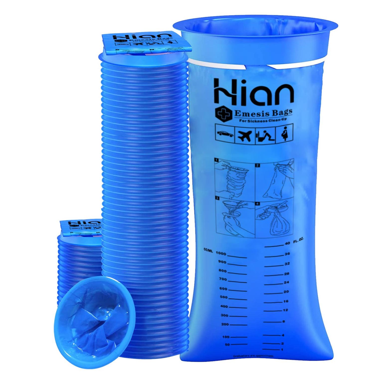 70 Pack Barf Bags 1000ml High Density Emesis Bags,Vomit Bags Disposable Leak Resistant, Portable