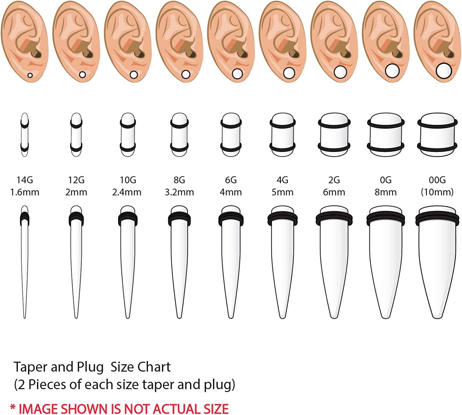 BodyJ4You 50PC Gauges Kit Ear Stretching Aftercare Jojoba Oil Wax 14G