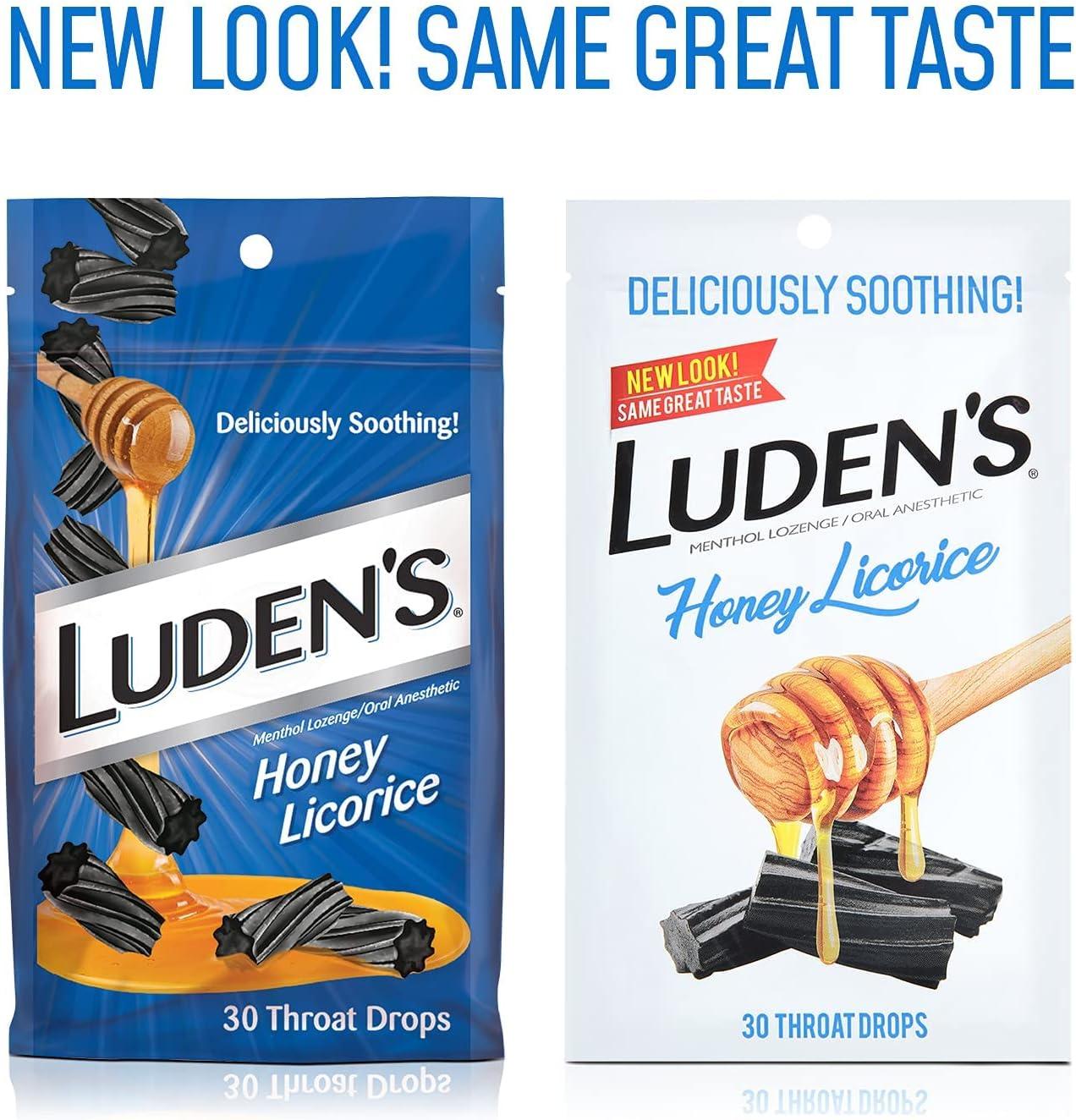 Luden's Honey Licorice Throat Drops 30 ea (Pack of 3) Soothe Sore Throats