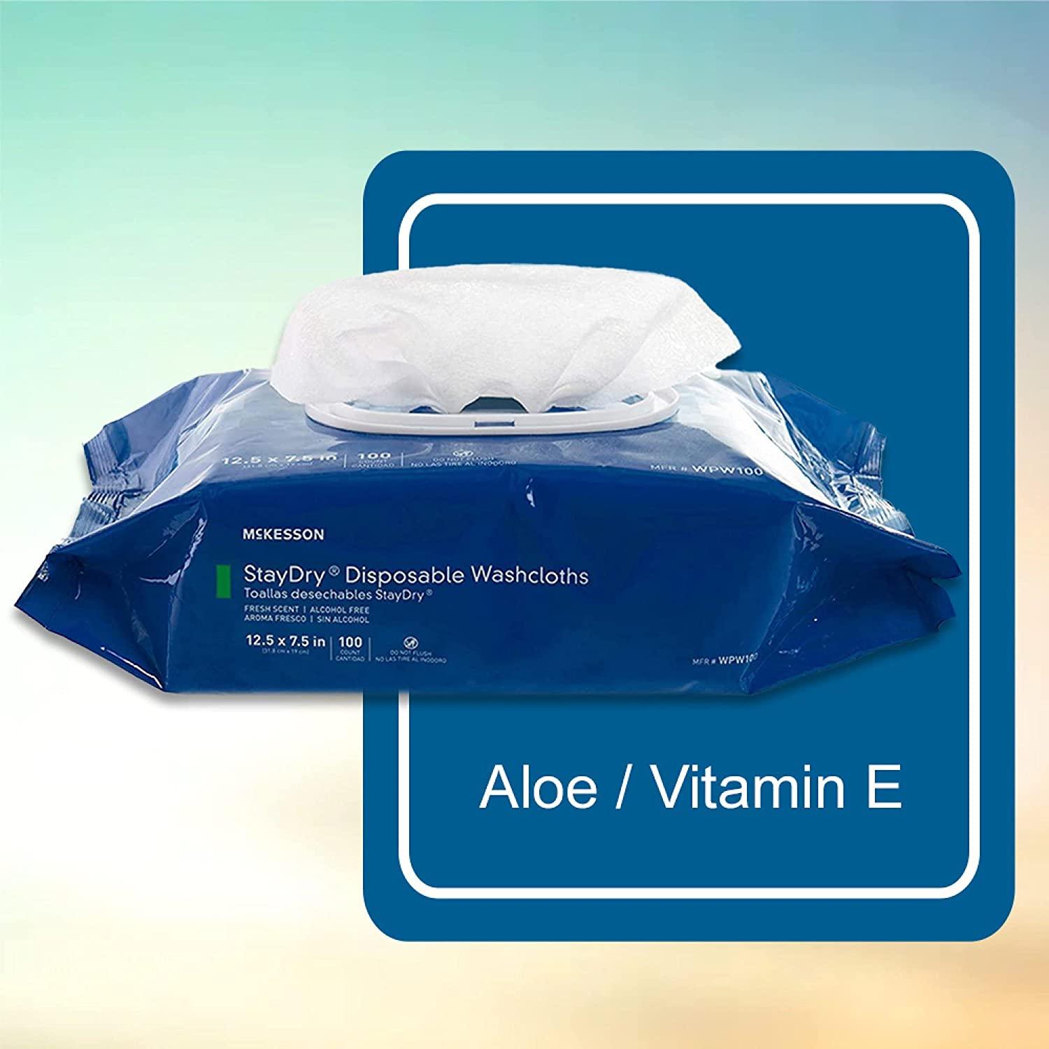 McKesson Stay Dry Disposable Wipes or Washcloths for Adults 7.5" x 12.5