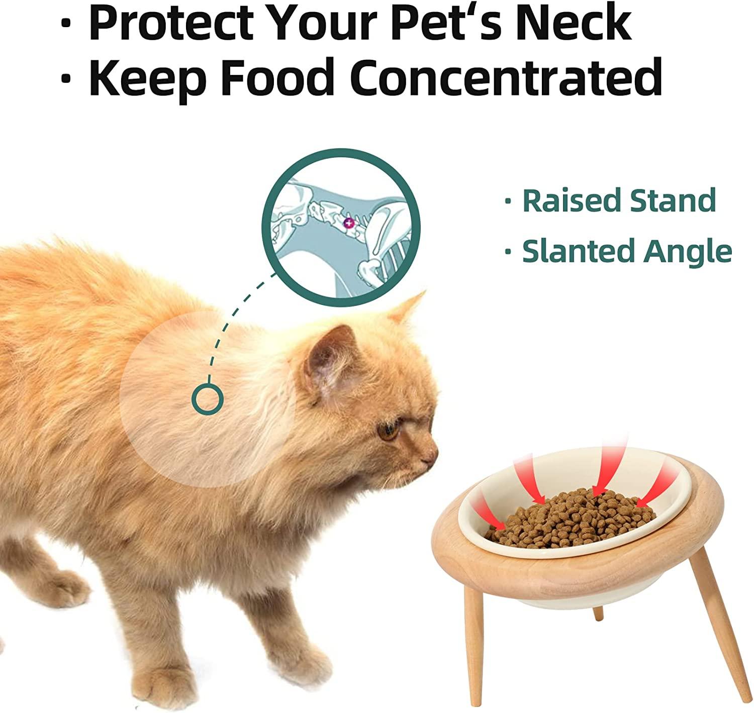 Havniva Ceramics Cat Bowl Adjustable Cat Food Bowl Kitty Bowl Raised Tilted Cat Bowl Cat Water