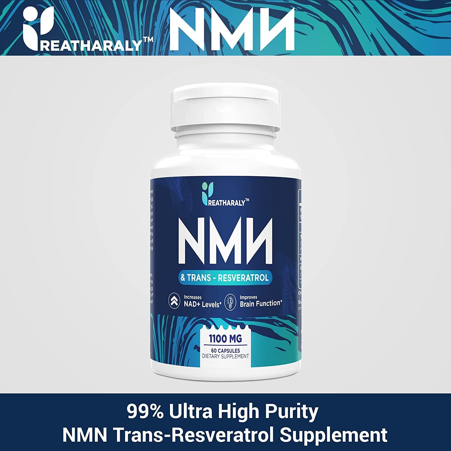 Reatharaly NMN + TransResveratrol AntiAging Supplement 1100mg 99