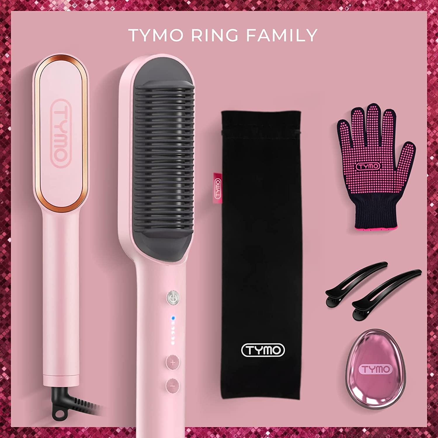 TYMO Ring Pink Hair Straightener Brush Hair Straightening Iron with  Built-in Comb 20s Fast Heating 5 Temp Settings Anti-Scald Perfect for  Professional Salon at Home