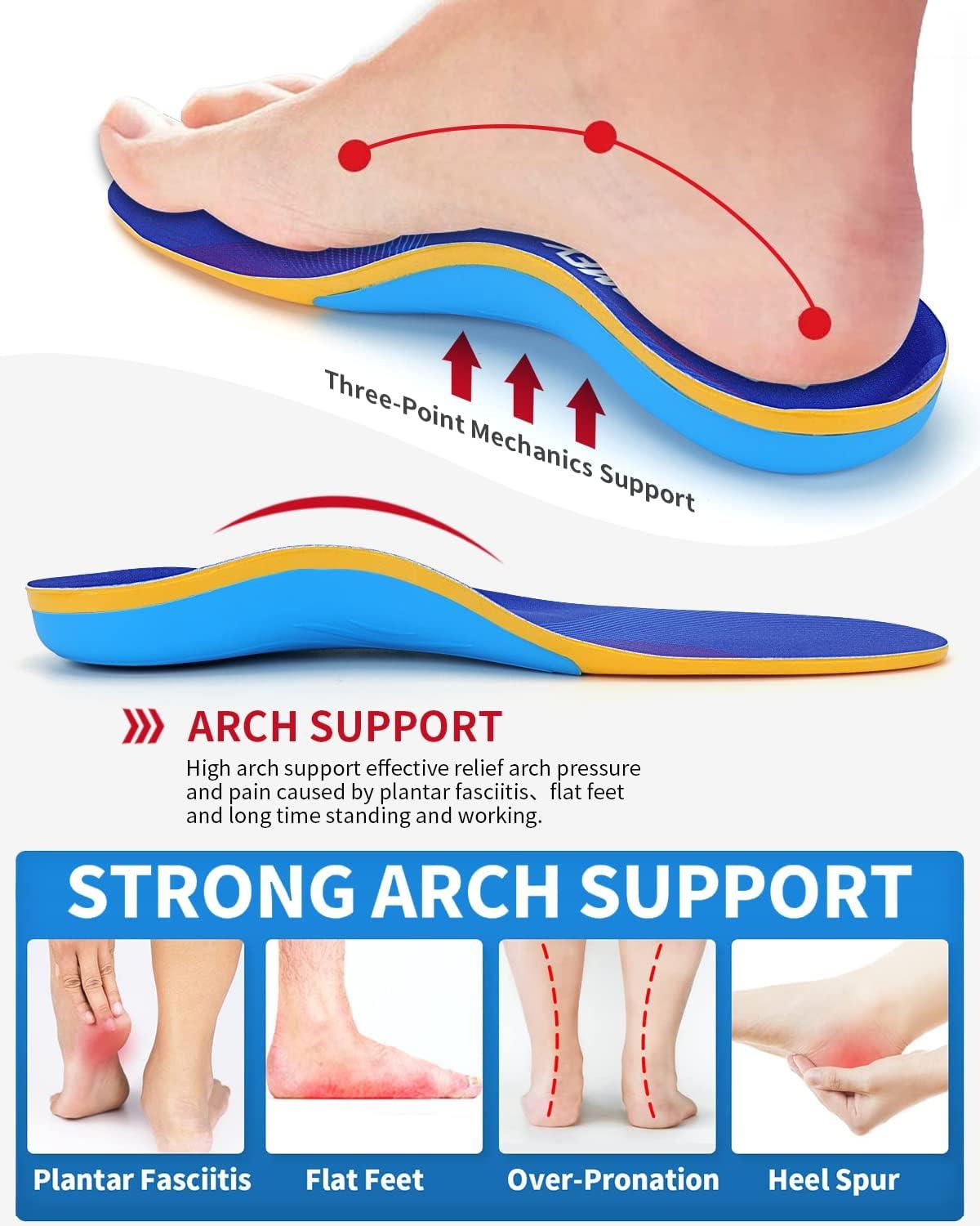  Plantar Fasciitis Arch Support Insoles for Women Men, Pain  Relief Shoe Insole-Shoe Inserts-Orthotic Inserts for High Arch Pronation  Metatarsalgia Work Boot/Standing All Day/(220+lbs)Blue Size S : Health &  Household