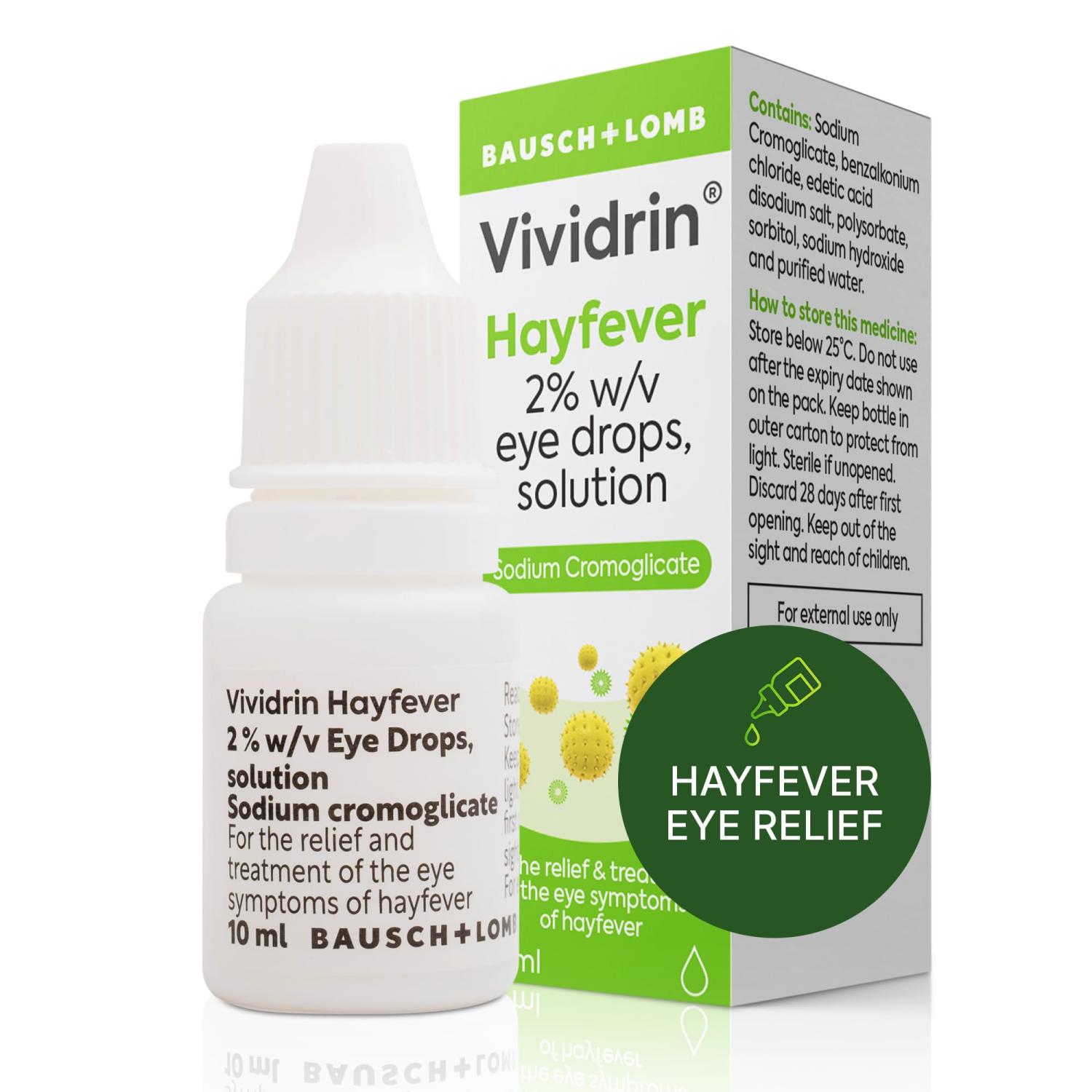 Vividrin Hayfever Eye Drops 10ml Contains Sodium Cromoglicate for