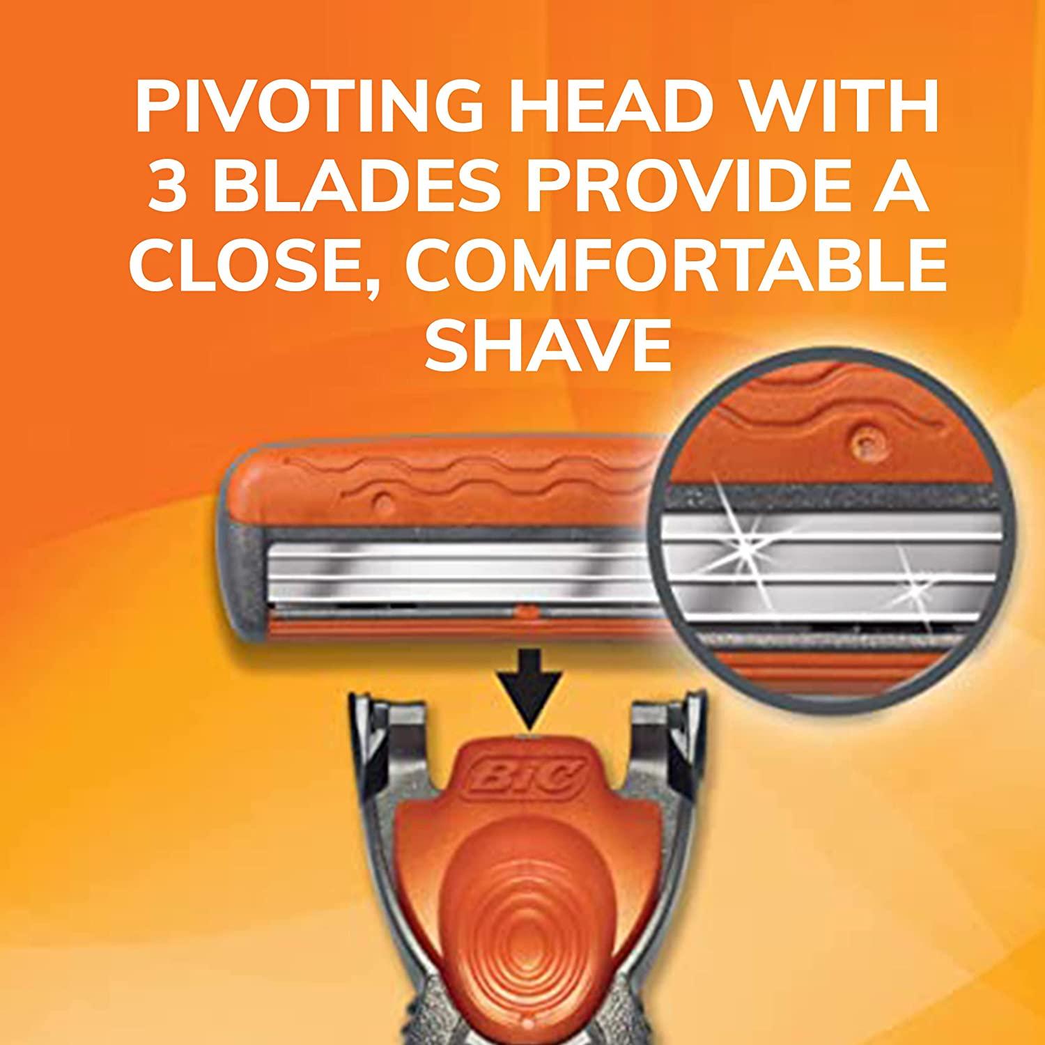 BIC Comfort 3 Hybrid Disposable Razors for Men, 1 Handle and 16 Cartridges  With 3 Blades, 17 Piece Razor Kit for Men