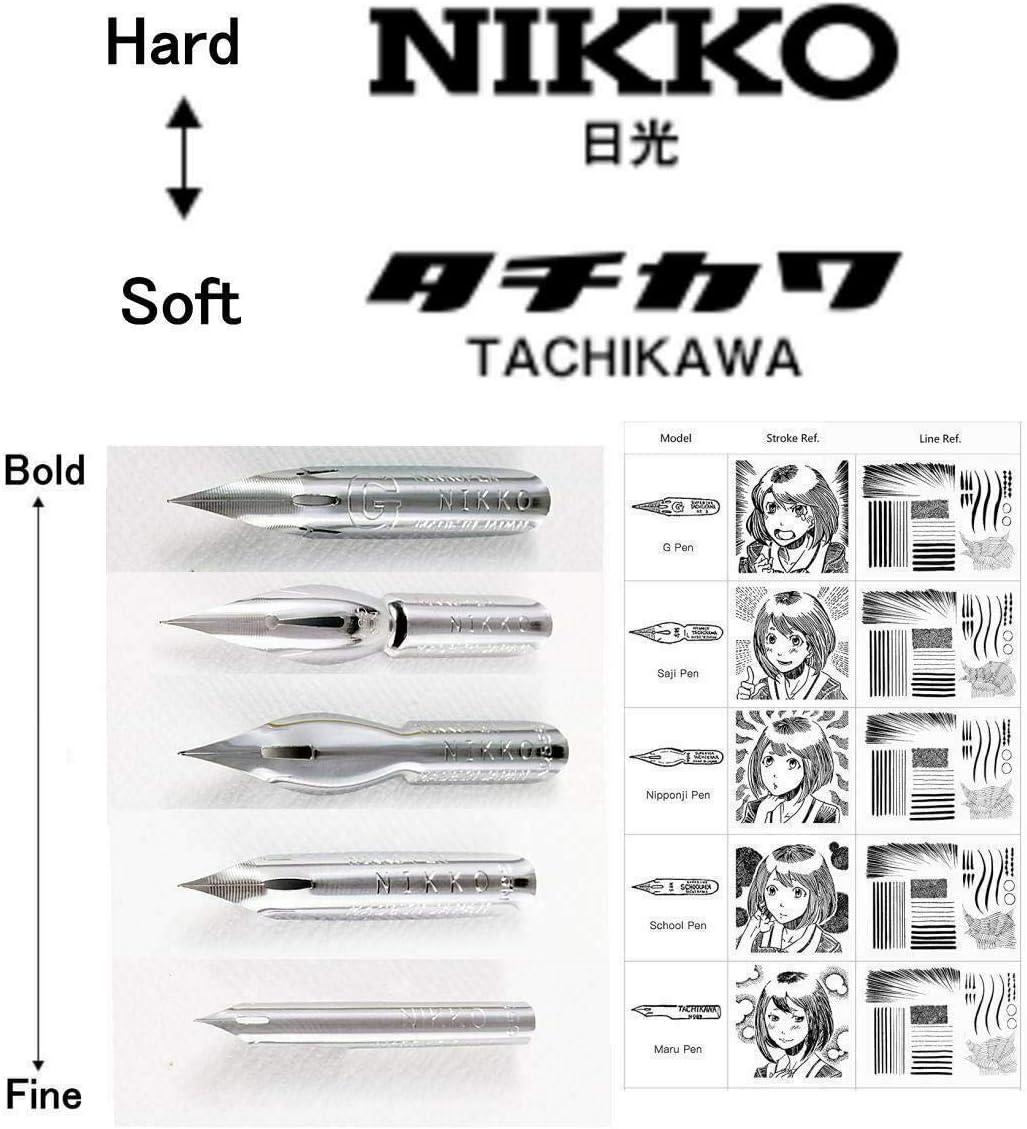 Nikko Comic Pen 5 Type Nibs Set GPen 3 MaruPen 2 SchoolPen 3