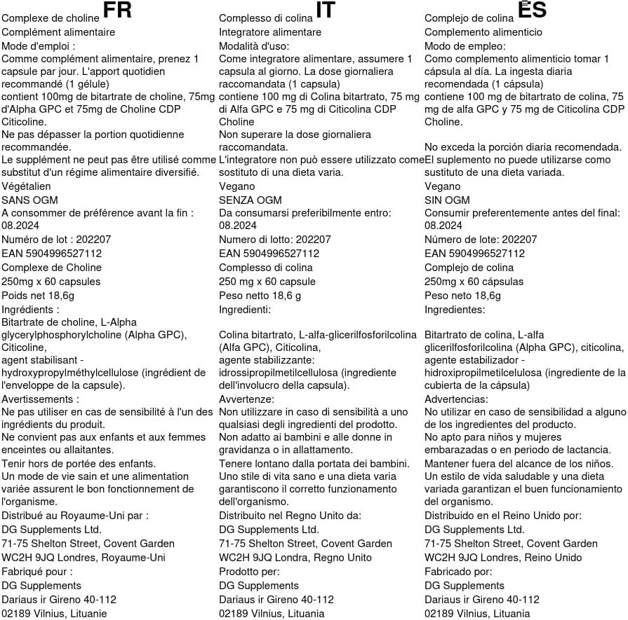 Hepatica Choline Complex (Alpha GPC CDP Citicoline Choline Bitartrate