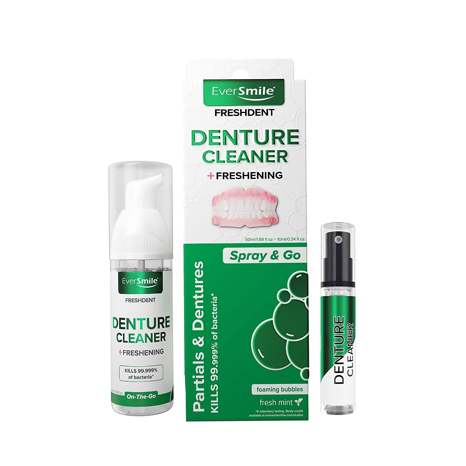 FreshDent Partial & Denture Cleaner, Teeth Whitening Spray, FastActing