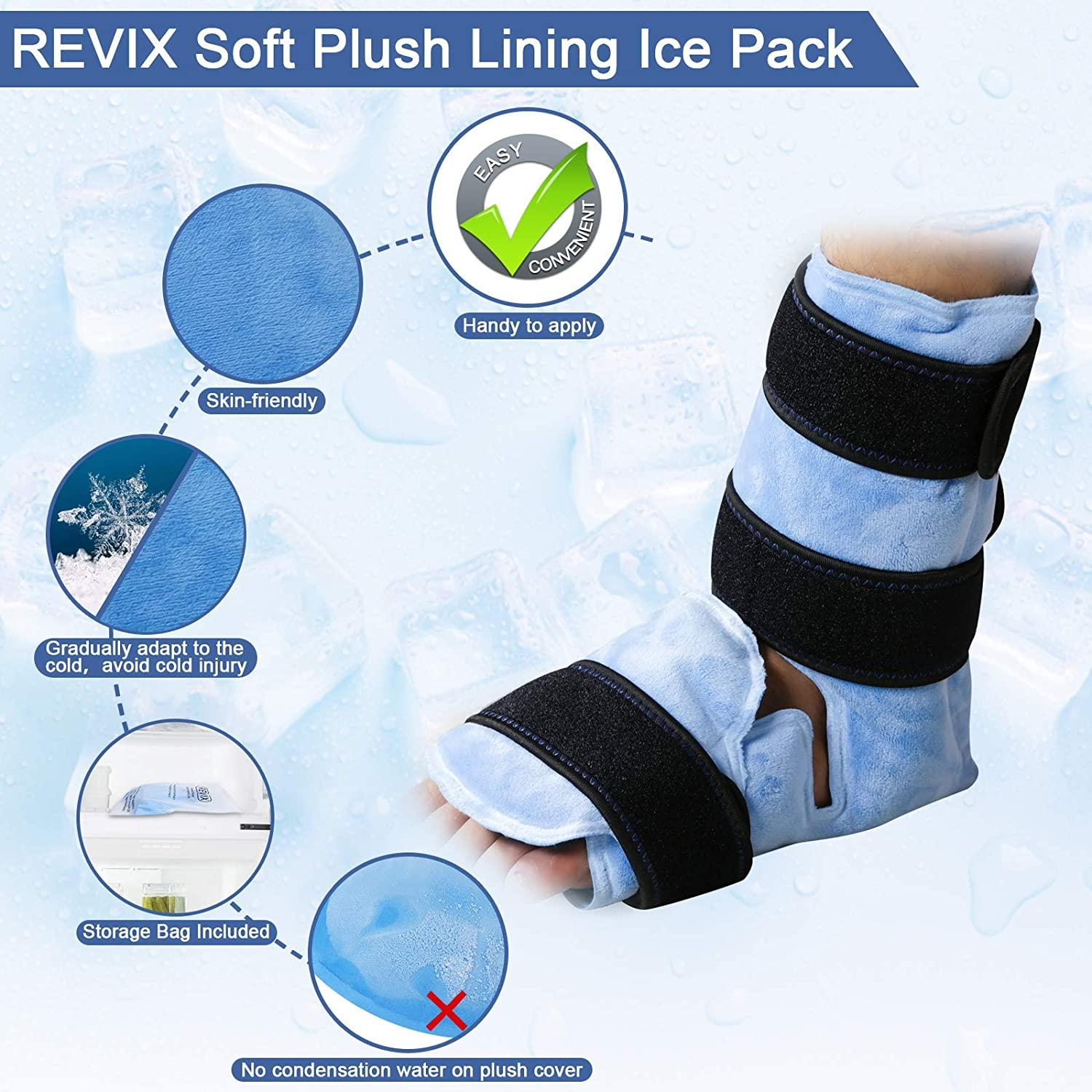 REVIX Ankle Ice Pack Wrap for Foot Pain Relief and Feet Injuries, Reusable Gel Ice Cold Packs
