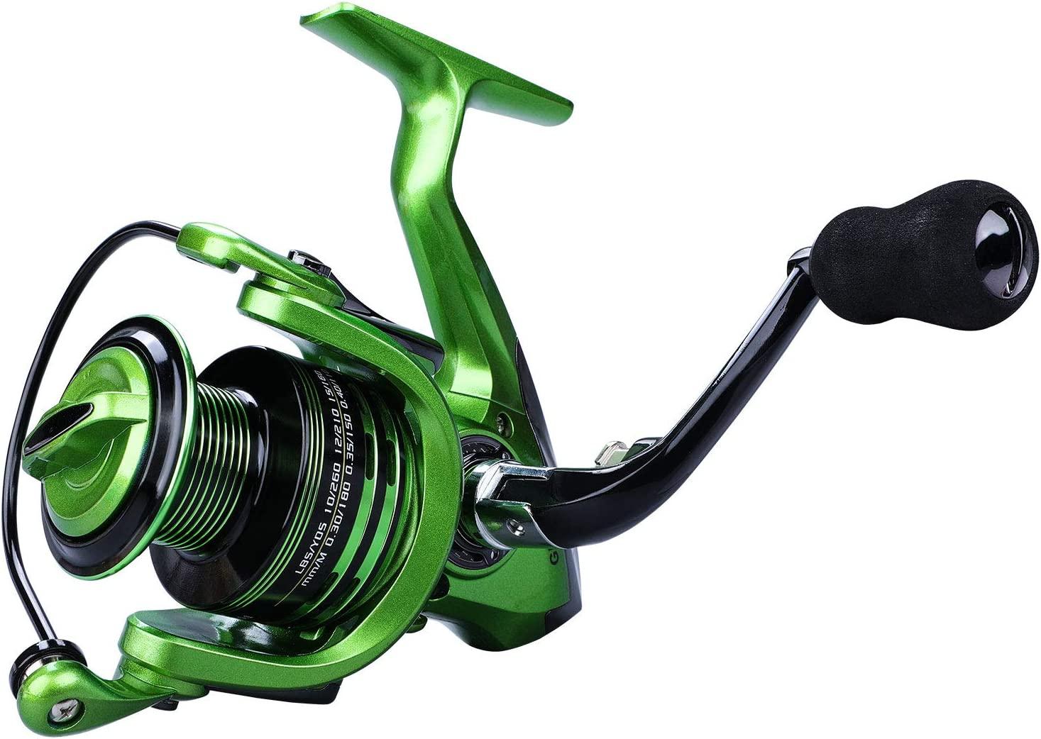 YONGZHI Fishing Reels131BB Light Weight and Ultra Smooth Powerful Spinning  Reels for Saltwater and Freshwater Fishing 1000 Green