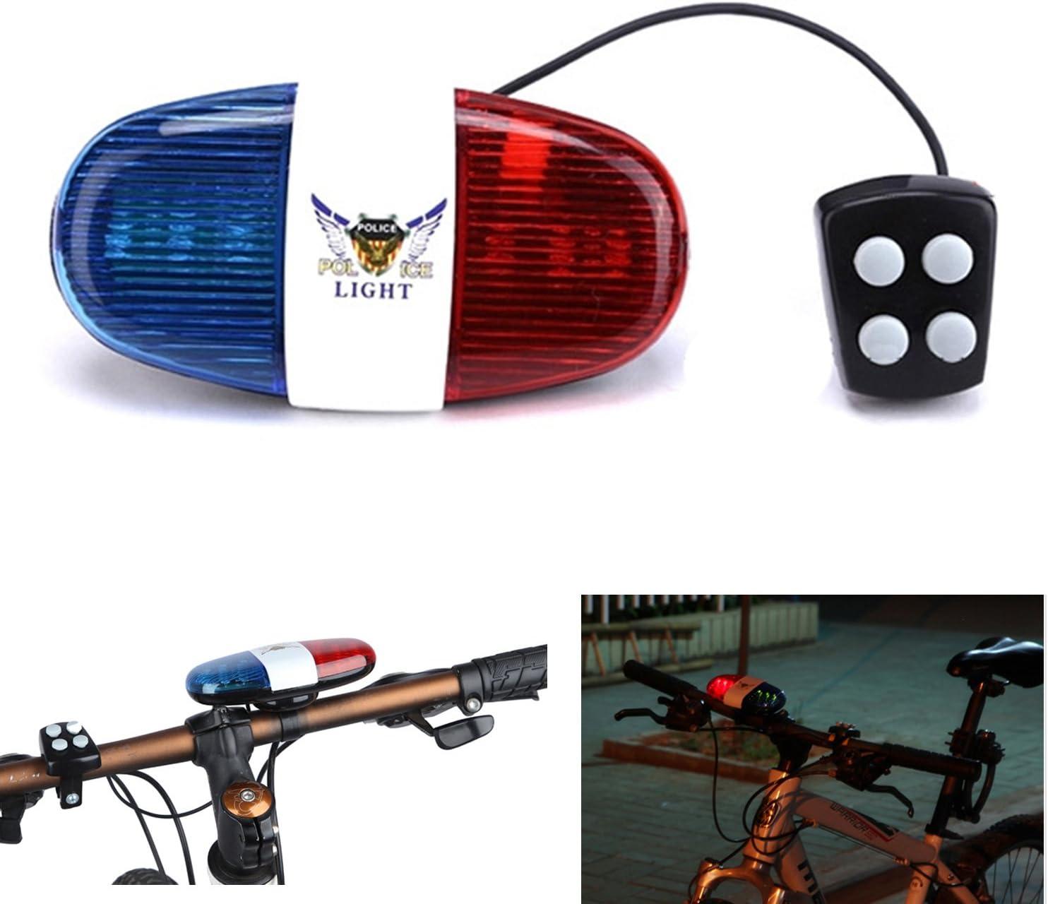 Kids Tech Bike LED Light - Police Sound Light Electronic Horn - Bicycle  Siren, 5 LED Light 4 Sounds Trumpet, Warning Safety Light, Waterproof  Bicycle Lights Accessories, (Batteries Not Included)