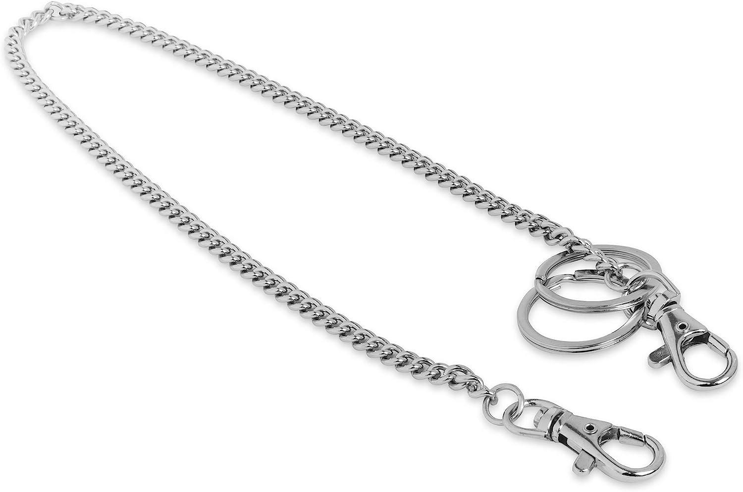 18 Silver Nickel Plated Pocket Keychain String with Both Ends Lobster Claw  Clasp Trigger Snap Handle for Belt Loop, Purse Handbag Strap, Keys, Wallet,  and Traveling