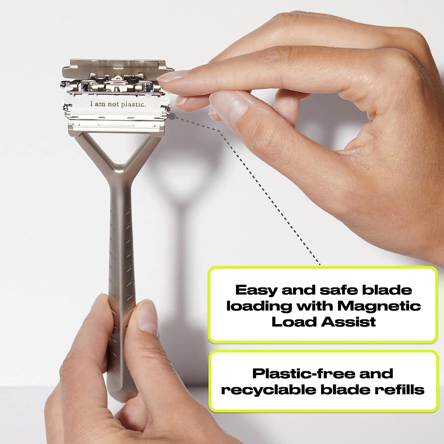 Leaf Chrome Razor - Plastic-Free Three-Blade Pivoting Head Razor ...