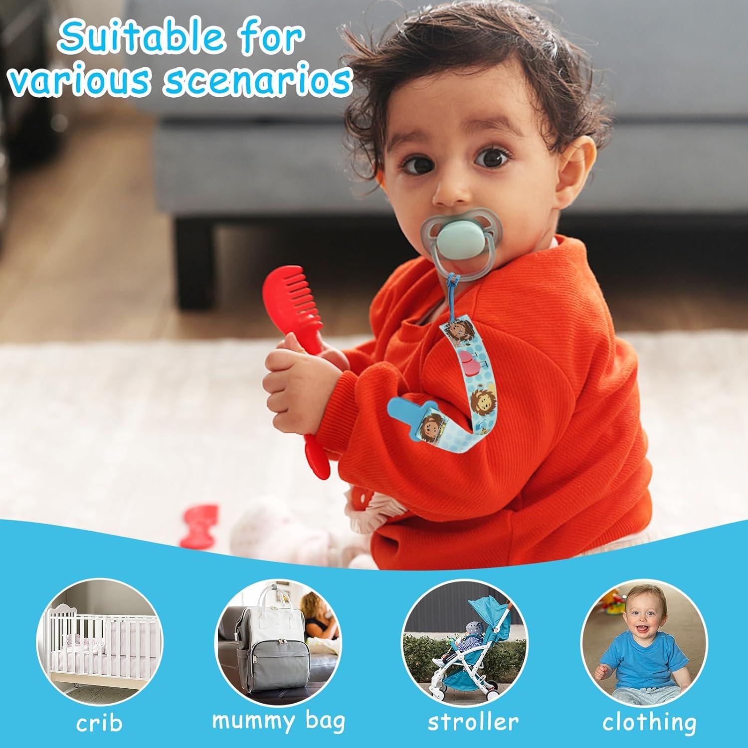 8 Pcs Dummy Clips Girls Baby Pacifier Holder Soother Clip Chain Straps