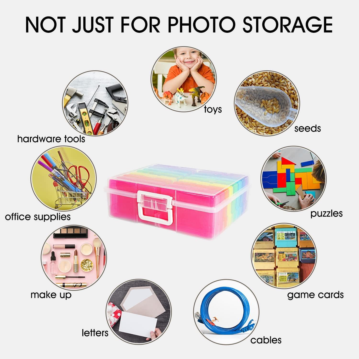 Naivees Photo case 4 x 6 Photo Storage case - 16 Inner Photo Organizer  Boxes Transparent craft Keeper Photo Storage containers B