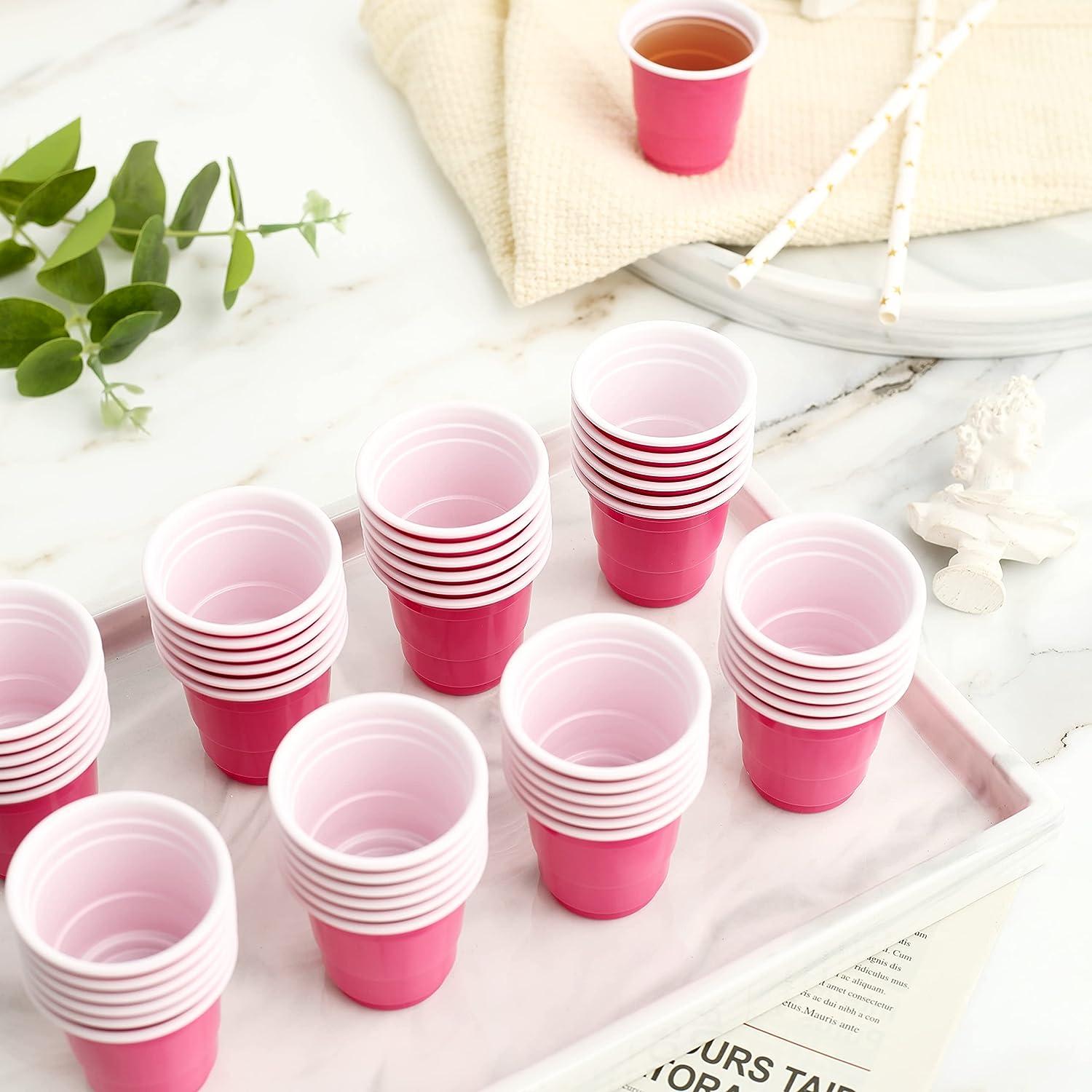 Pink Plastic Shot Cups, 100ct 2oz, Bachelorette Party, Birthday Cups