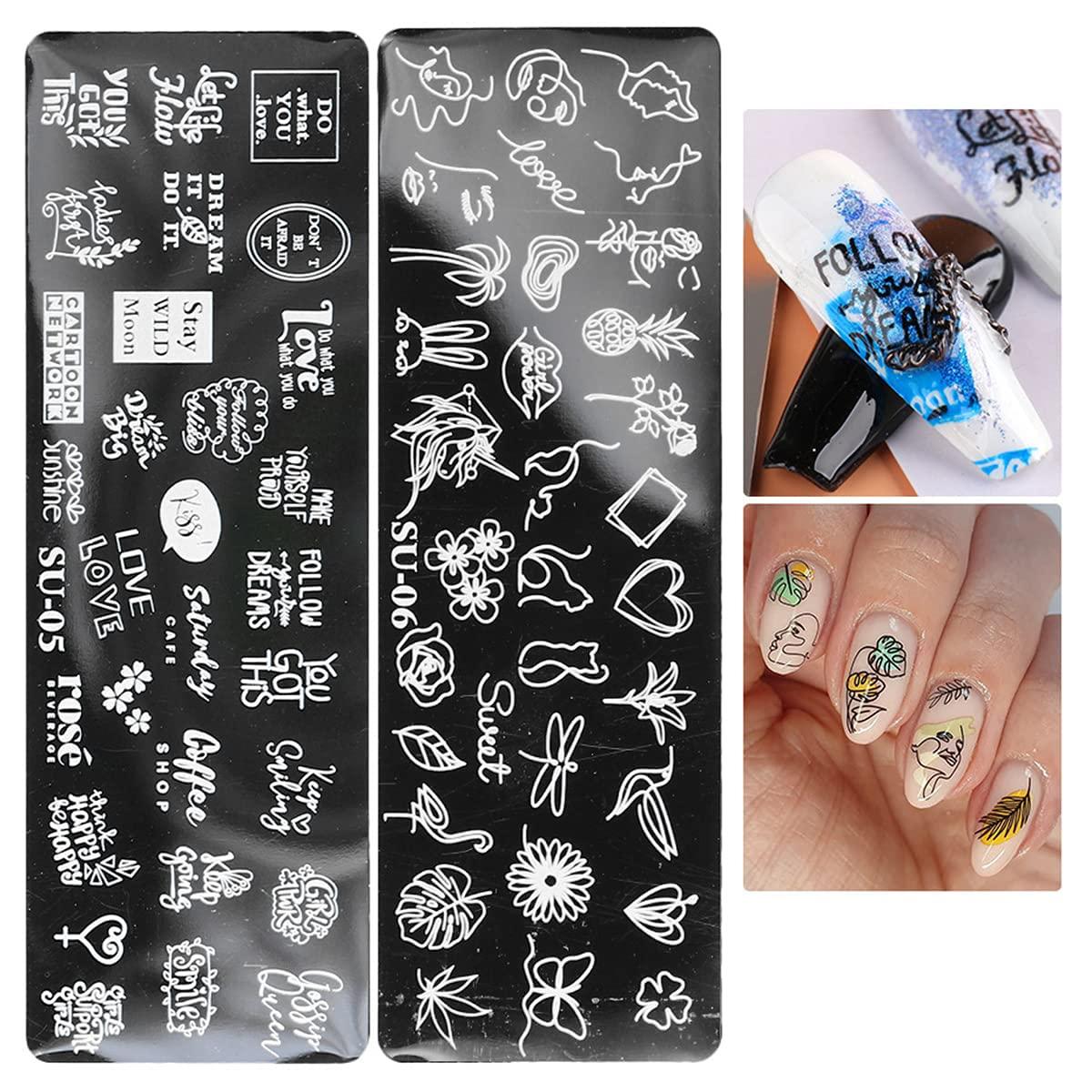 Reusable Nail Art Stamping Plates Flower Nail Stencils Template - Gels  Polish