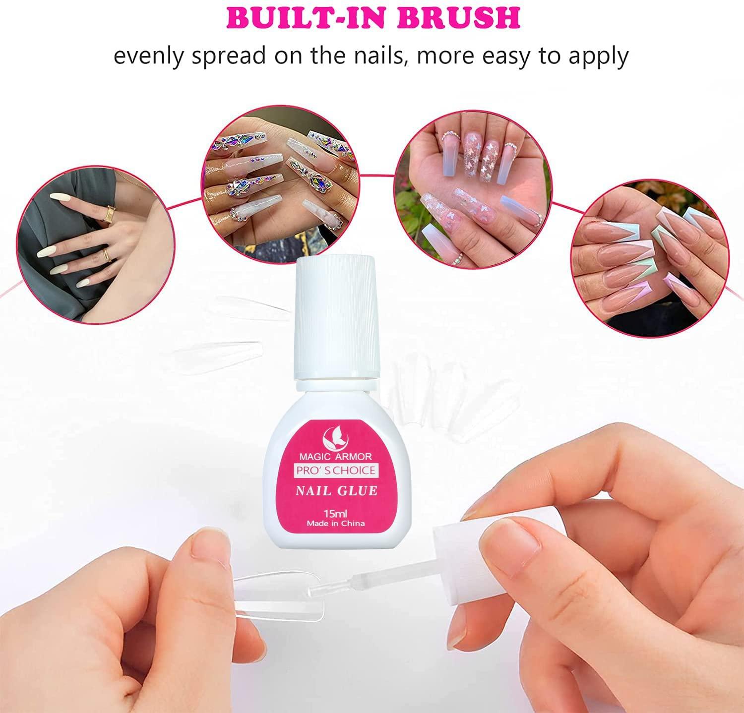 Buy BeautyQua Professional Strong Brush on Nail Glue for Acrylic Nails Fake  Tips Gems(White) Online at desertcartINDIA