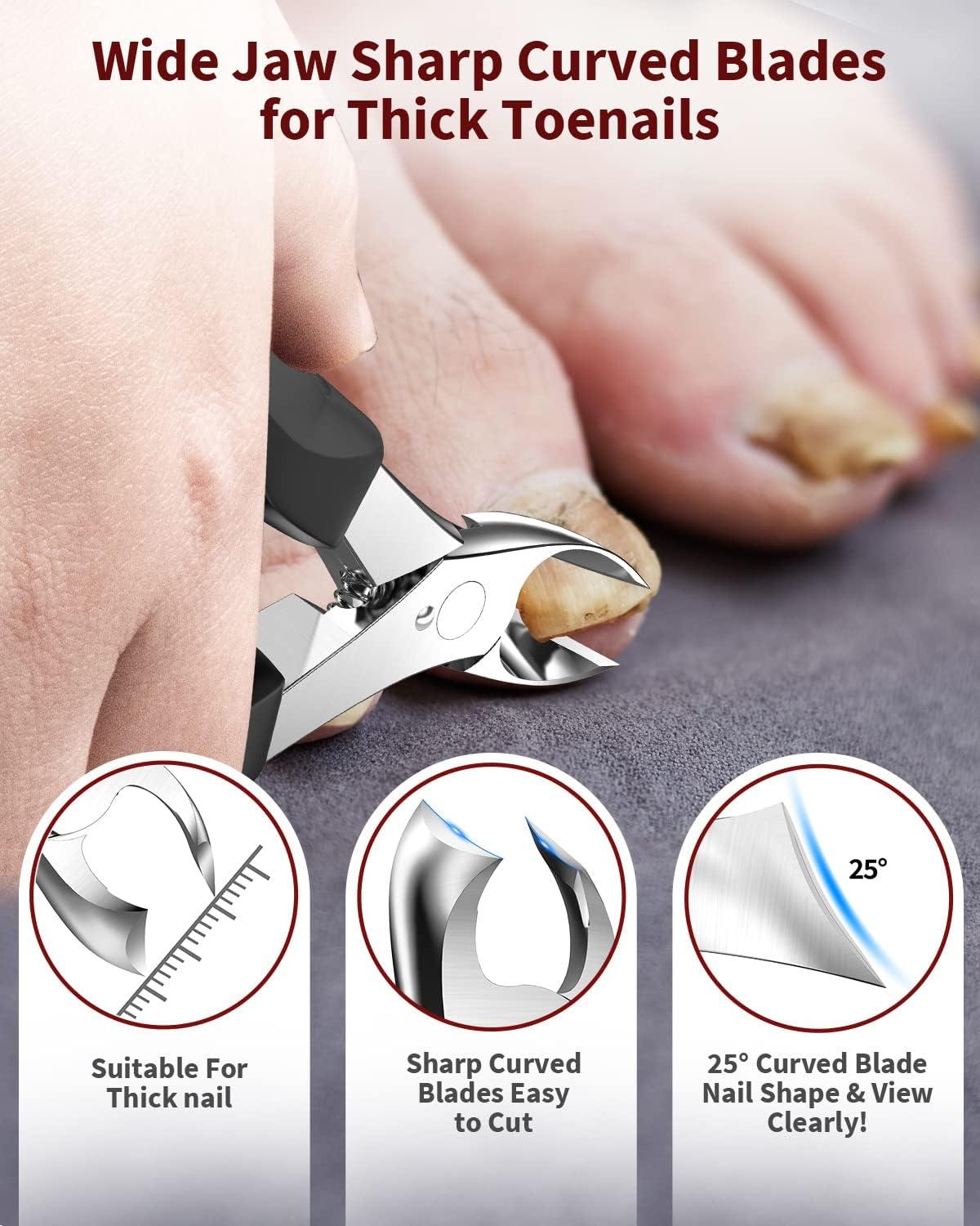 Toenail Clippers for Thick Nails, Nail Clippers for Thick & Ingrown Toe  Nails with file, Professional Podiatrist Sharp Curved Blades Fingernail  Cutter