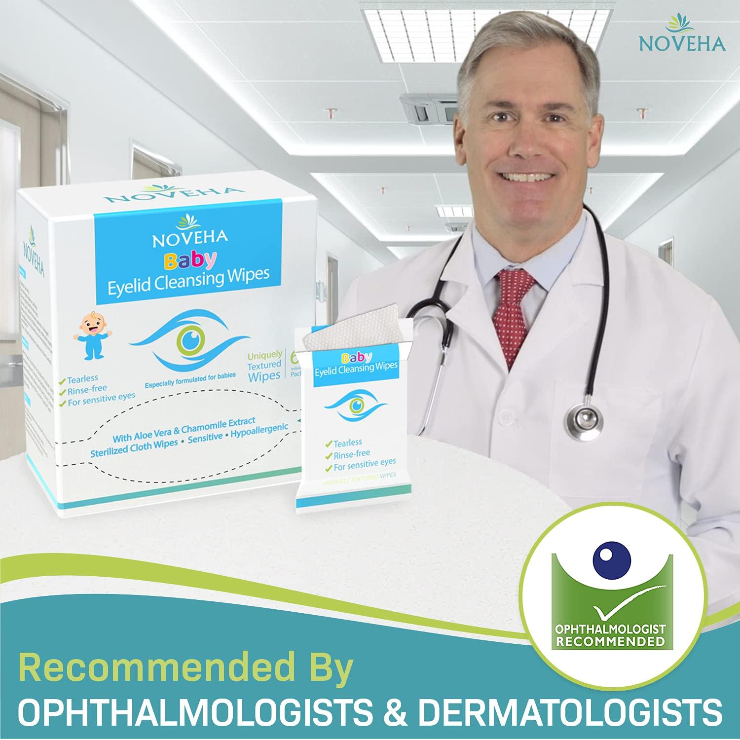 NOVEHA Sensitive & Hypoallergenic Baby Eyelid & Lash Wipes Safe