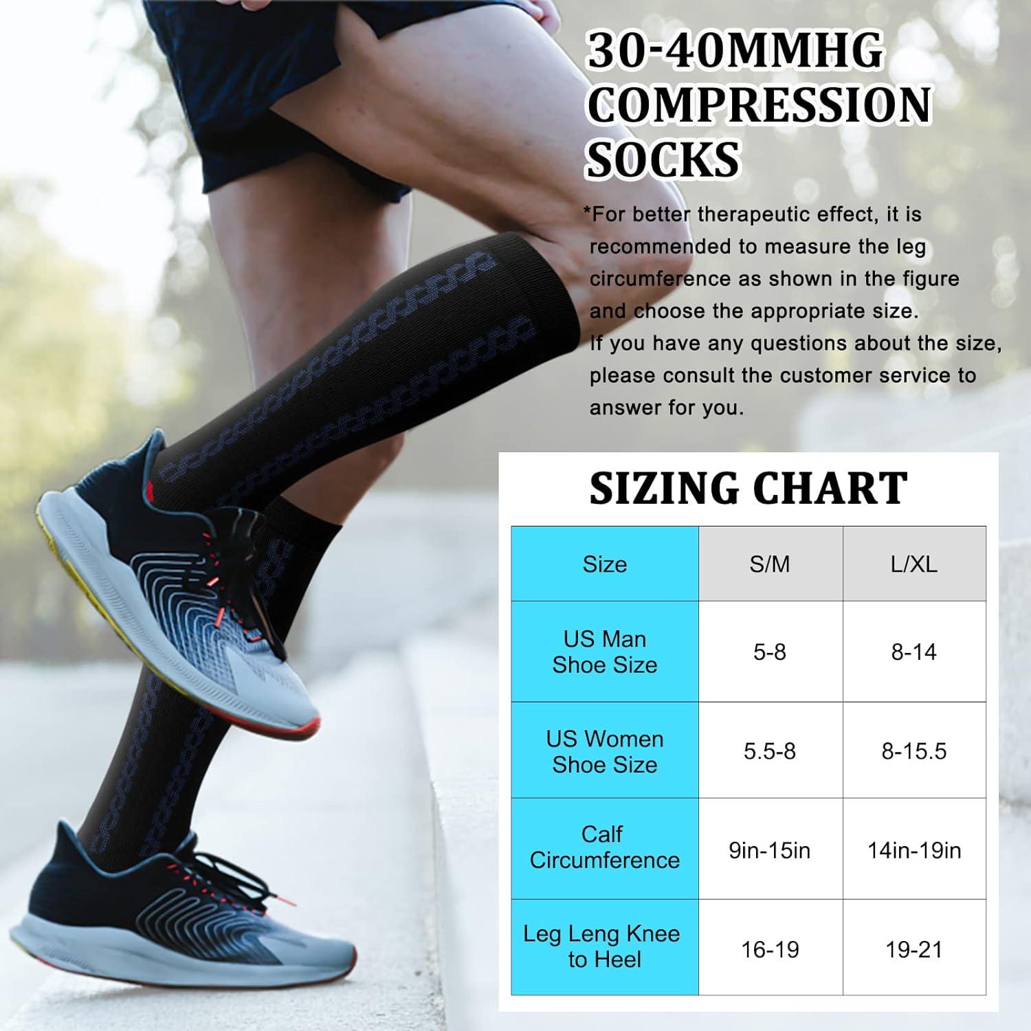 Hi Clasmix Graduated Medical Compression Socks for Women&Men Circulation  Recovery-Knee High Supports Men's Hiking Socks