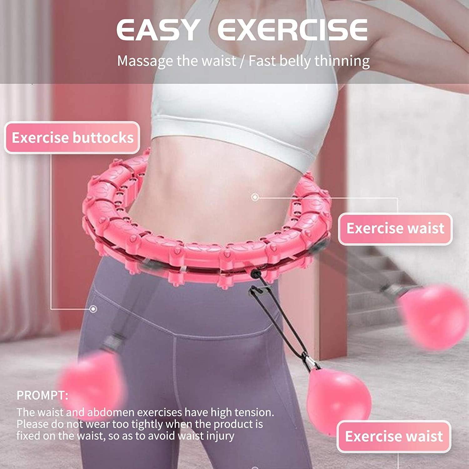 Smart Weighted Hoola Exercise Hoops,Abdomen Fitness Weight Loss Massage,24  Detachable Knots Adjustable Size Hoops,for Adults & Kids Beginners  Exercising violet
