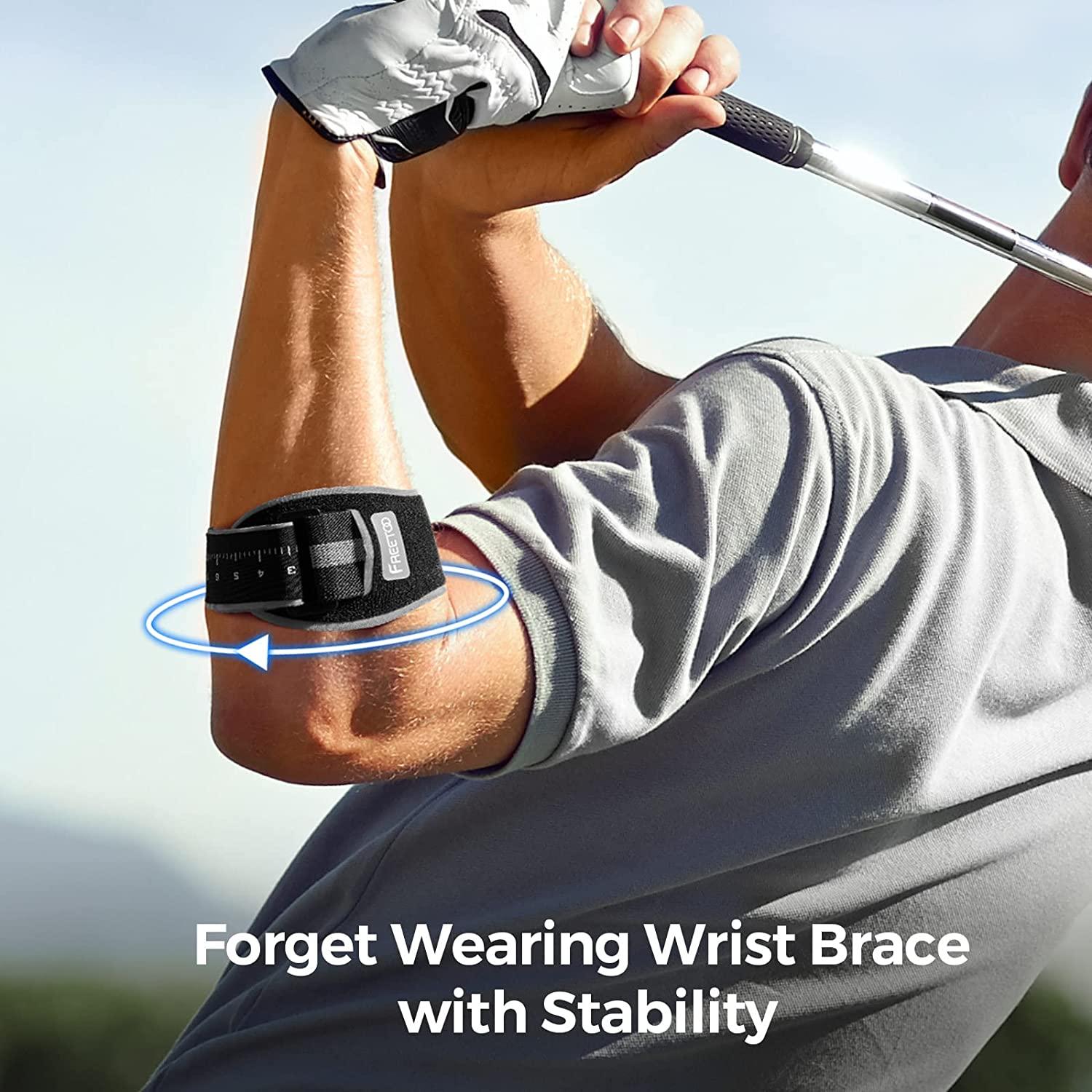 FREETOO Elbow Brace for Tendonitis & Tennis Elbow Relief Adjustable Strap for Golfers Black