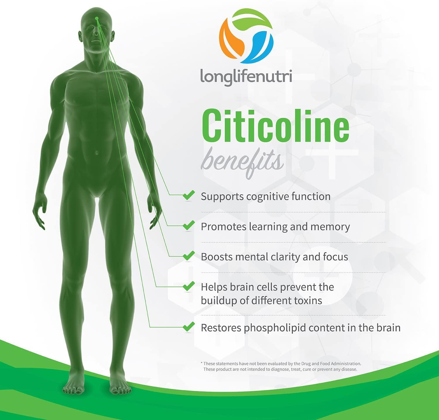 Citicoline CDP Choline 300mg 120 Vegetarian Capsules Made in USA