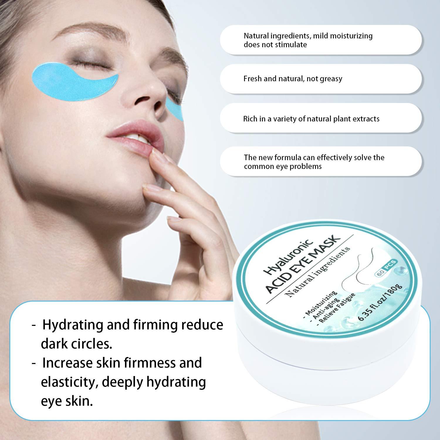 Hyaluronic Acid Eye Patches 60PCS Moisturizing Gel Pads with Collagen
