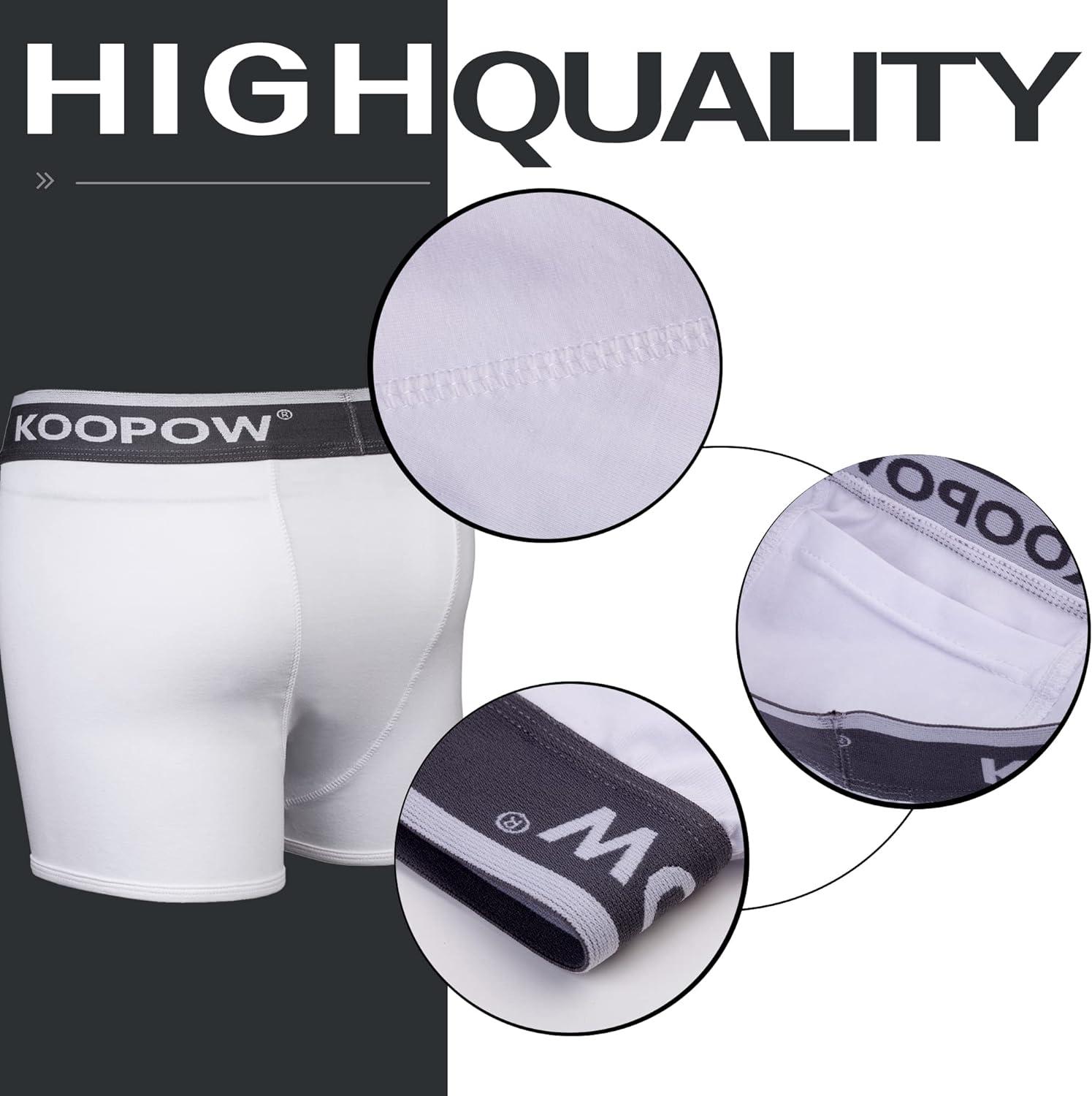 KOOPOW 2-Pack Boys Compression Briefs with Soft Protective Athletic Cup  Youth Peewee Underwear for Baseball Football White(2-pack) Medium