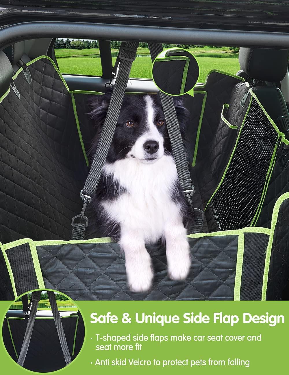 4 - in-1 Dog Car Seat Cover, Scratchproof Pet Car Seat Cover with Mesh  Window/2 Seat Belts, OKMEE Convertible Dog Hammock Nonslip Dog Back Seat  Protector for Cars Trucks SUV 