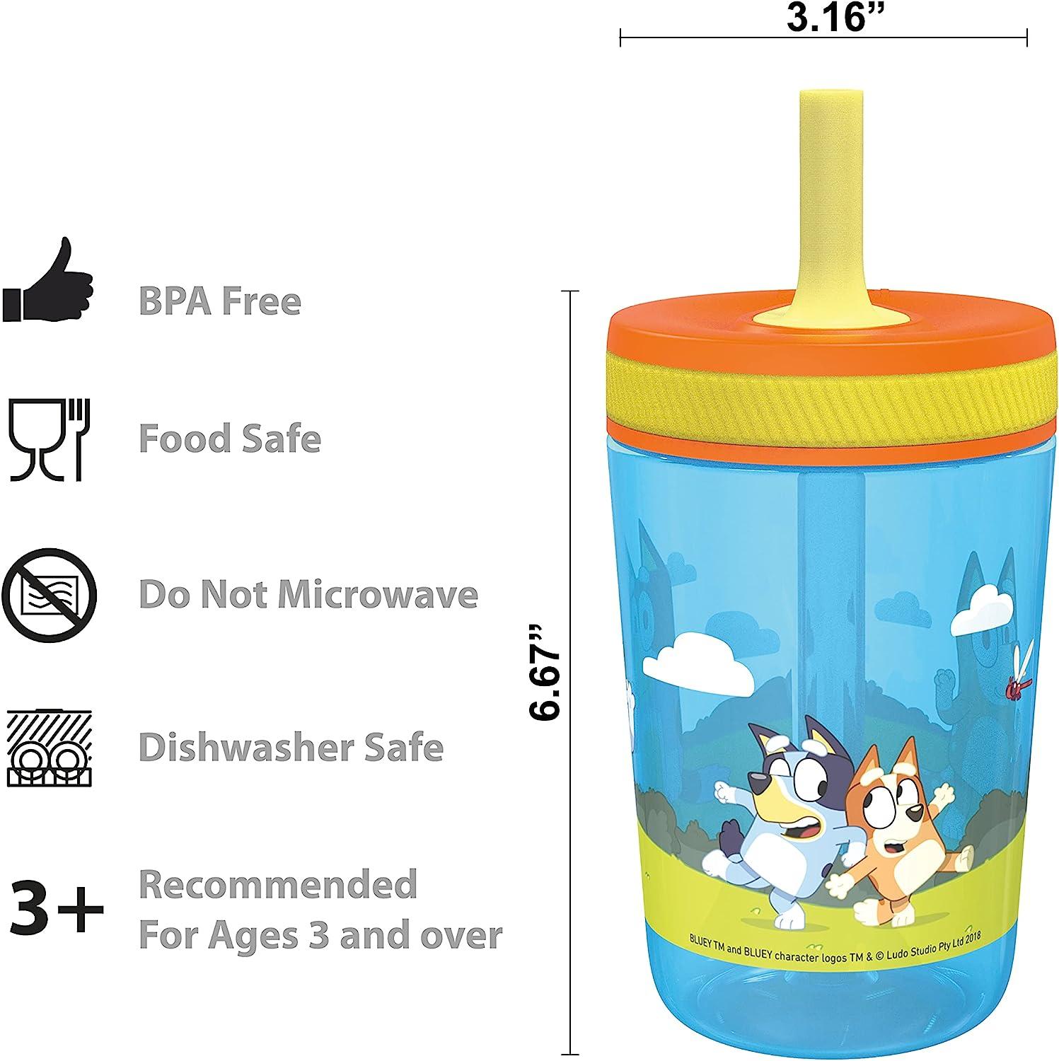 BLUEY Water Bottle Sippy Cup Straw Top BPA-FREE Kid Drink Cartoon