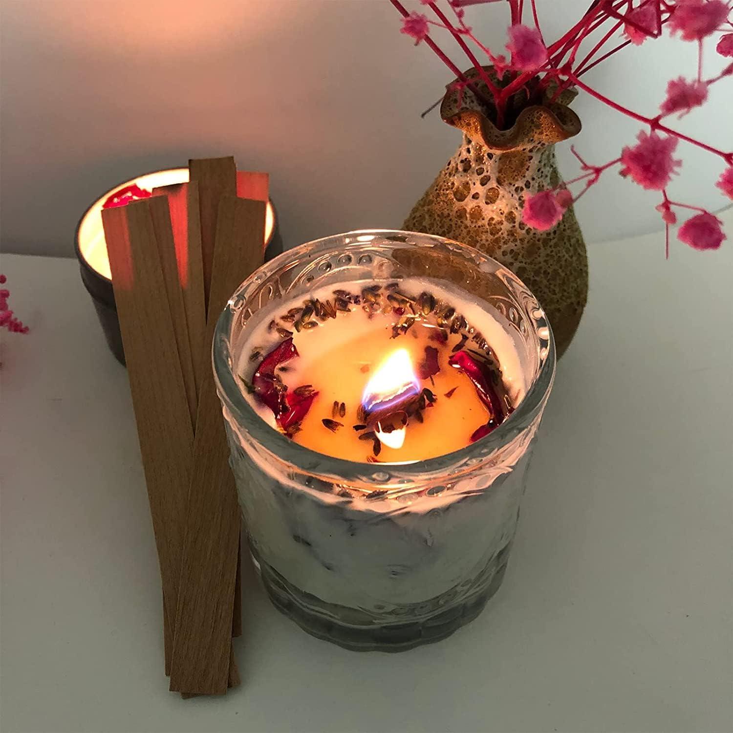 Upgraded 150pcs Wooden Candle Wicks and Stands 5.1 X 0.5 Inch