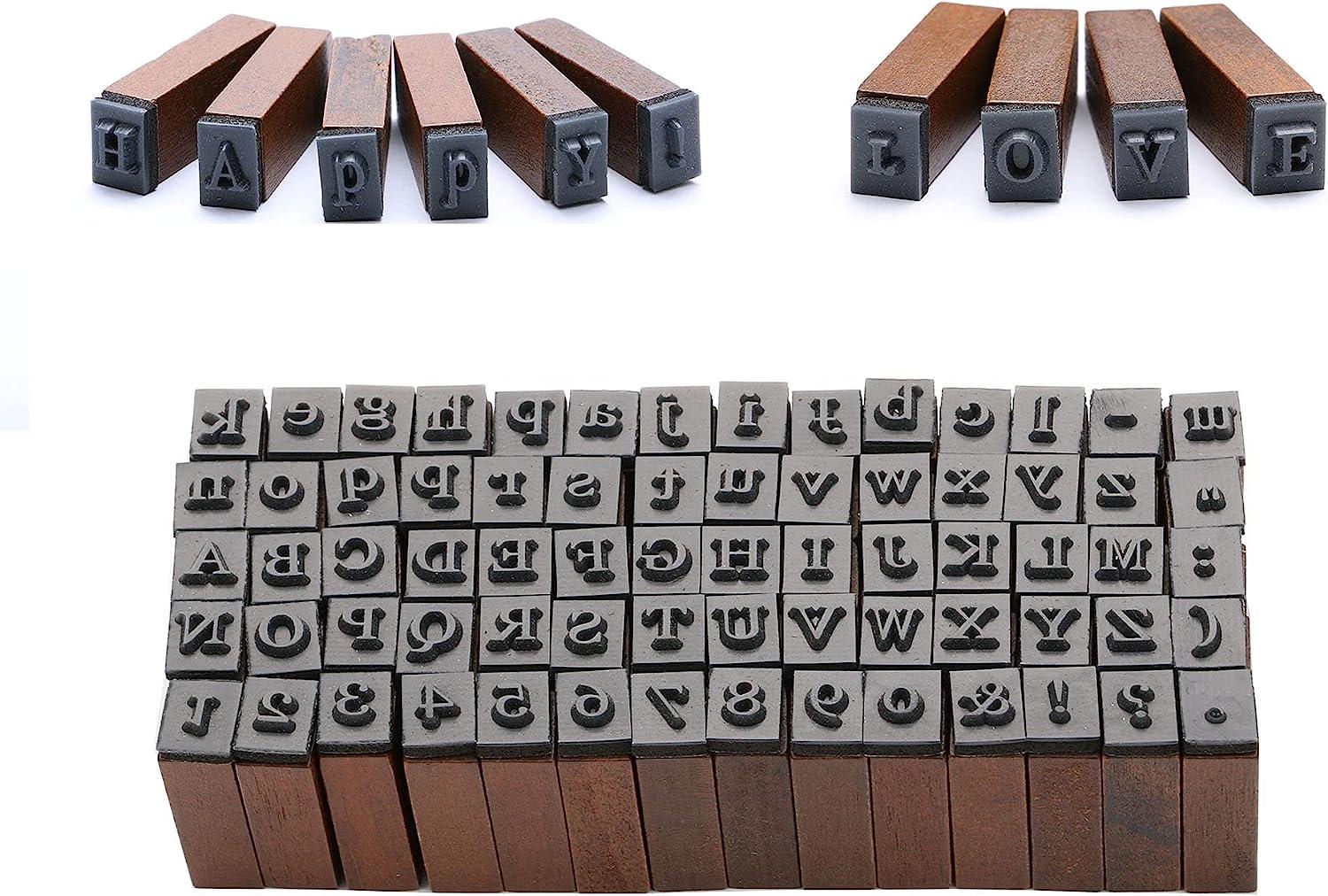 70pcs Alphabet Stamps Vintage Wooden Rubber Letter Number And Symbol Stamp  Set