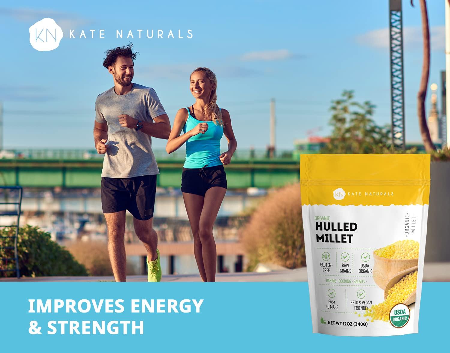 Organic Hulled Millet (12oz) by Kate Naturals. Natural, GlutenFree