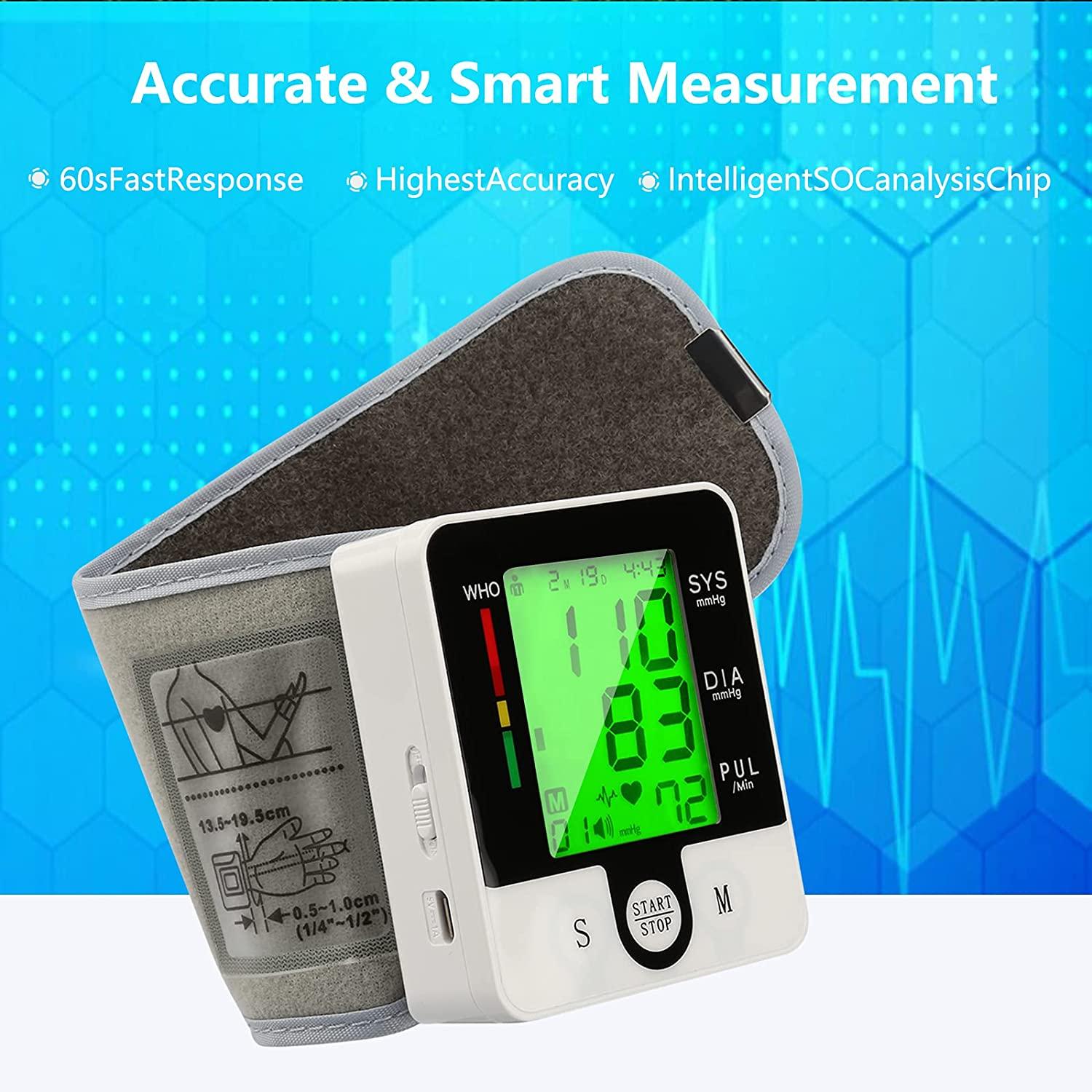 Wrist Blood Pressure Monitor,Wrist Heart Rate Monitor,Automatic Talking