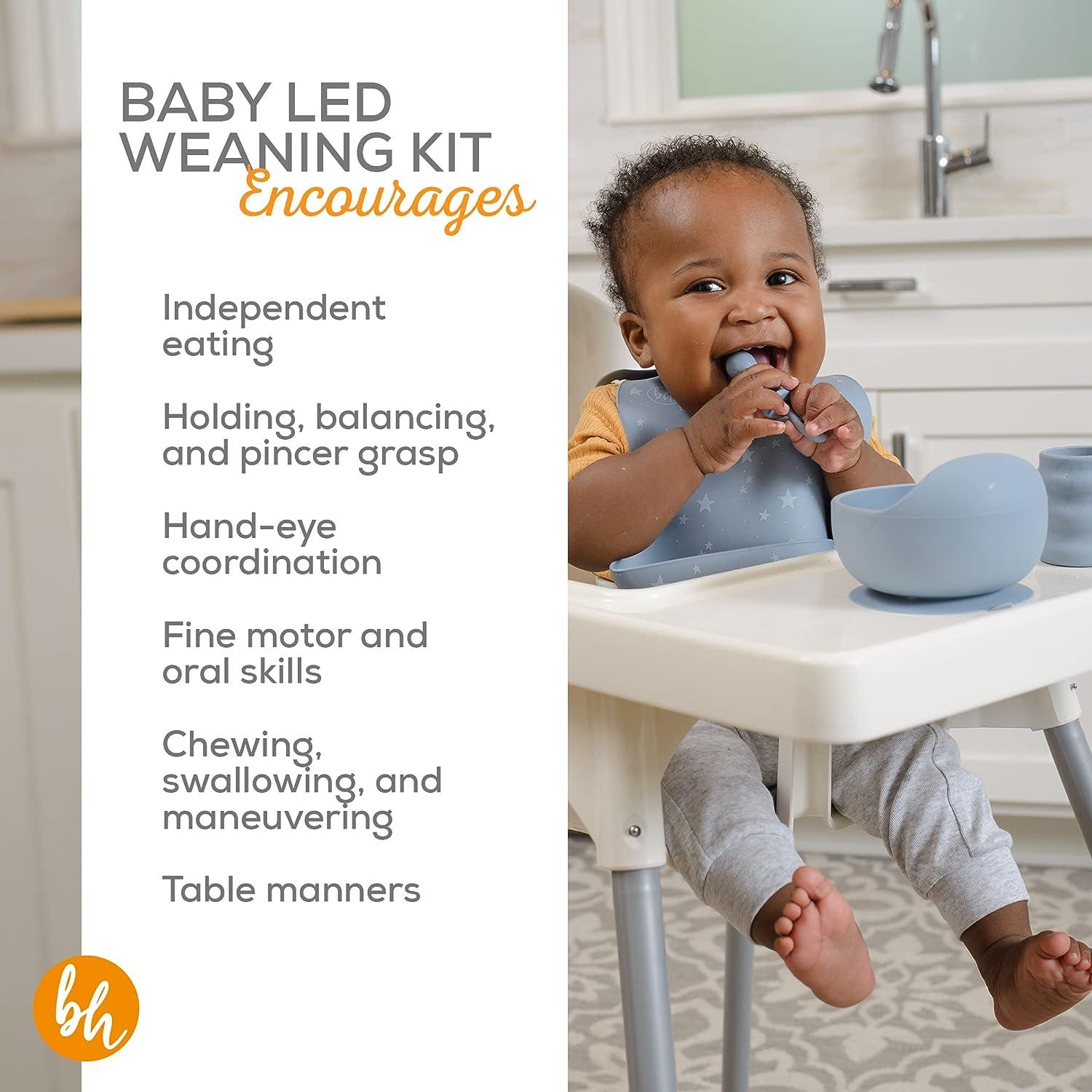 BooginHead Baby Led Weaning Supplies - Stage 1 and Stage 2 Self Feeding  5-Piece Set Blue Baby Led Blue
