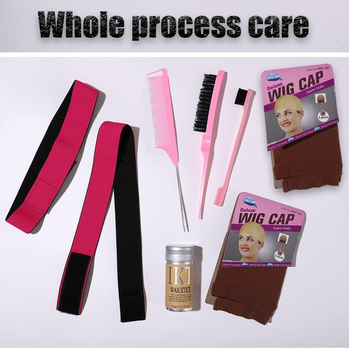 SPRINGSUGAR 10 Pcs Wig Kit - Hair Wax Stick for Edge Control 2 Elastic  Bands for Wig 4 Wig Cap - Wig Accessories - Wig Installation Kit for Lace  Front Wigs with 3 Hair Comb SET 01