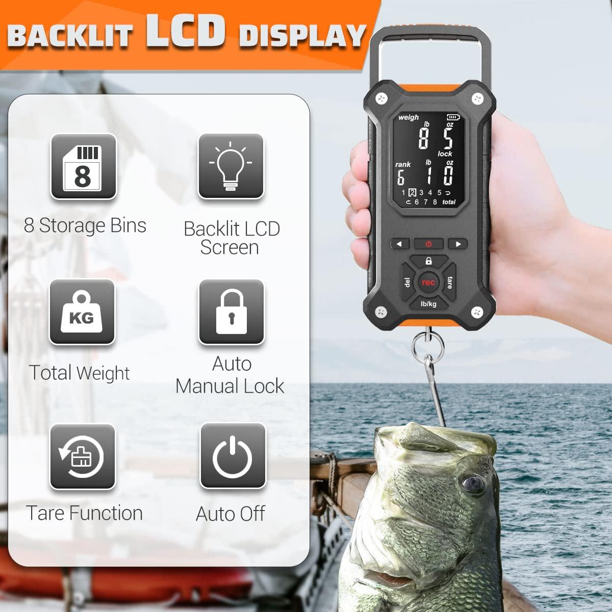 SNAIL TRAIL Fish Scale with Lip Gripper, 50 lbs Digital Fishing