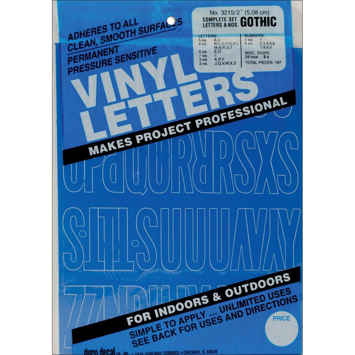 Graphic Products Duro 2-inch Gothic Vinyl Letters and Numbers Set, Blue