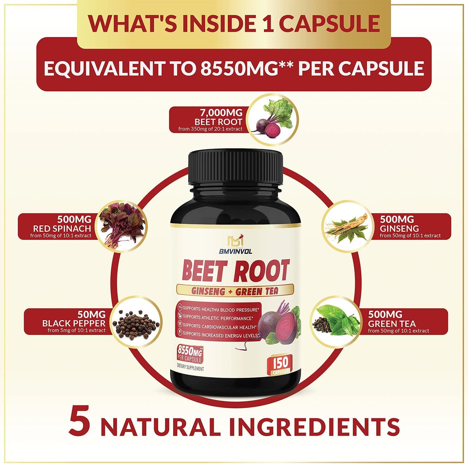 Beet Root Extract Capsules 8550mg 5 Months Supply Heart Health