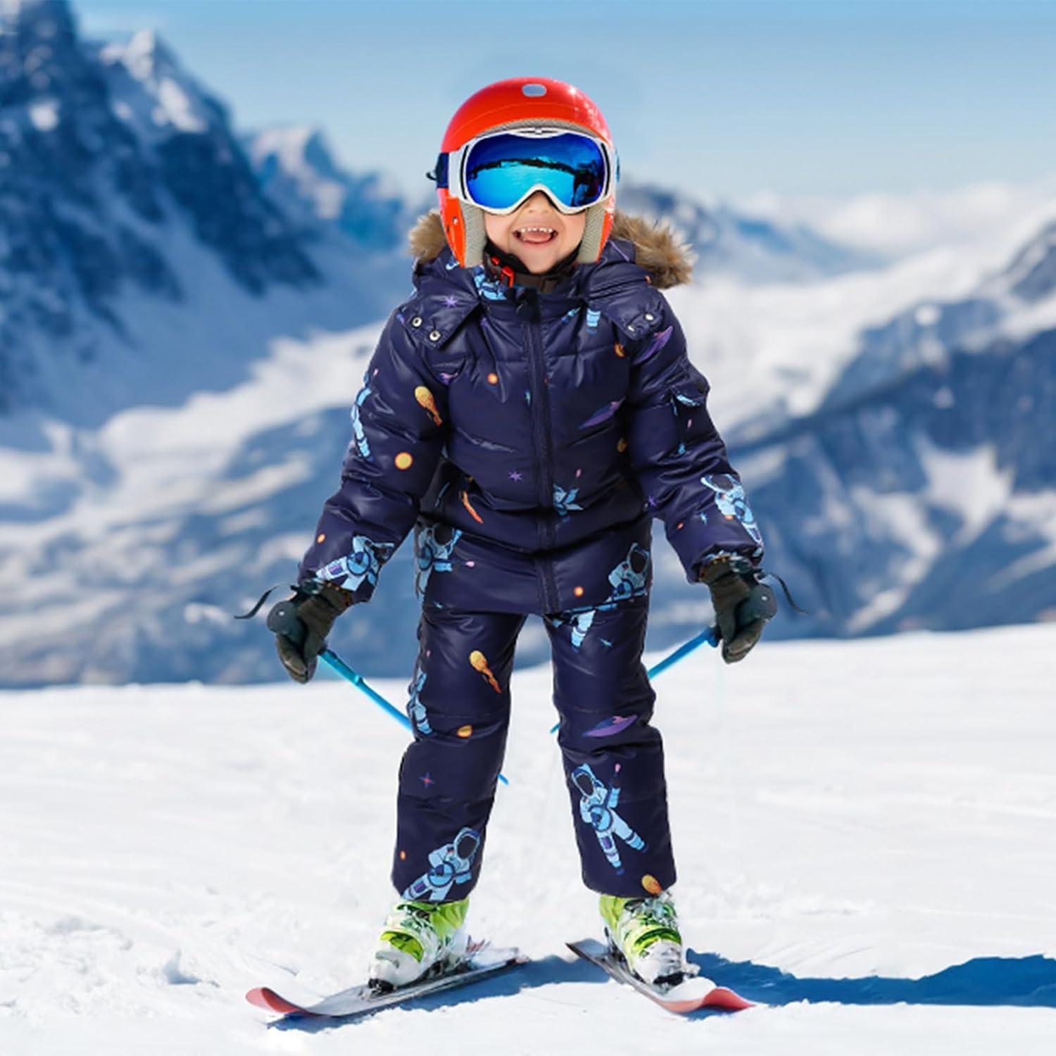 Kids Winter Puffer Jacket and Snow Bib Pants Ski Suit Set 4-5