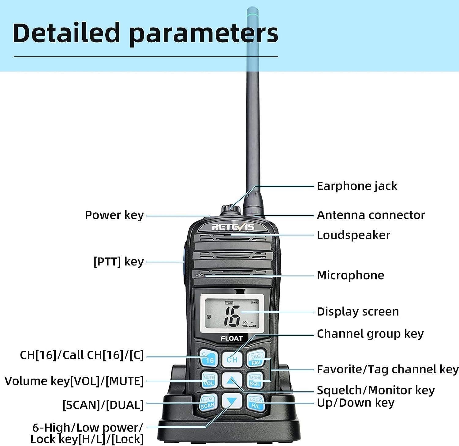 Retevis RT55 Handheld Marine Radio,Marine TwoWay Radios, Floating IP67