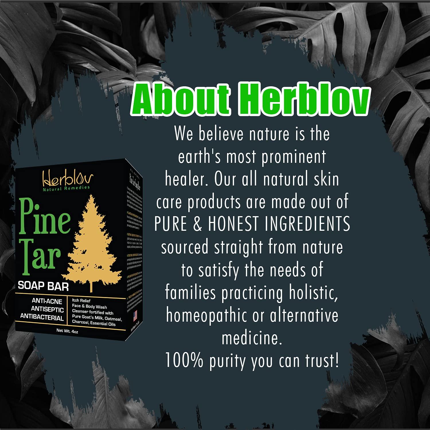 Herblov All Natural Pine Tar Soap Bar 4oz Antibacterial Antiseptic Anti