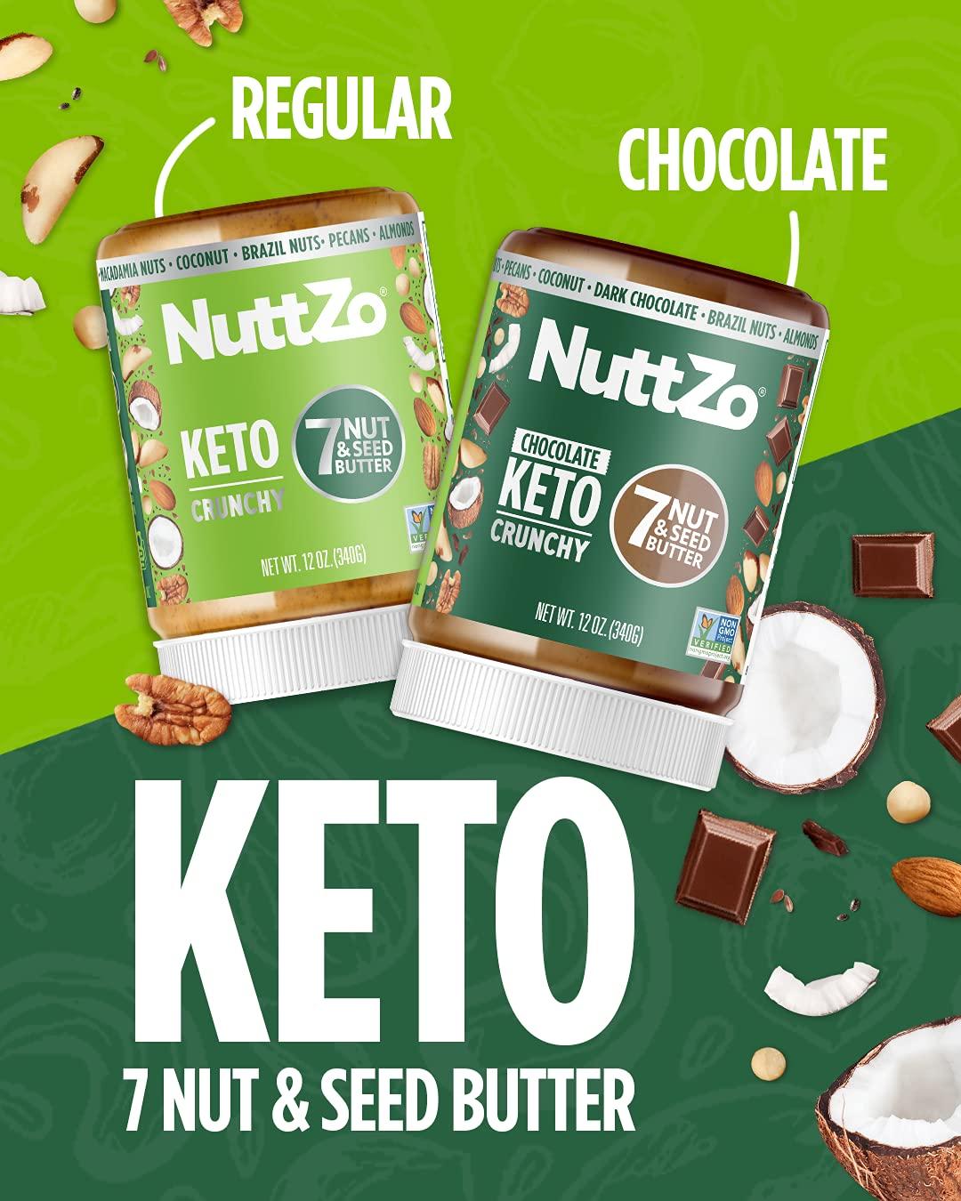 Nuttzo 7 Nut & Seed Butter Chocolate Keto Crunchy 12 oz