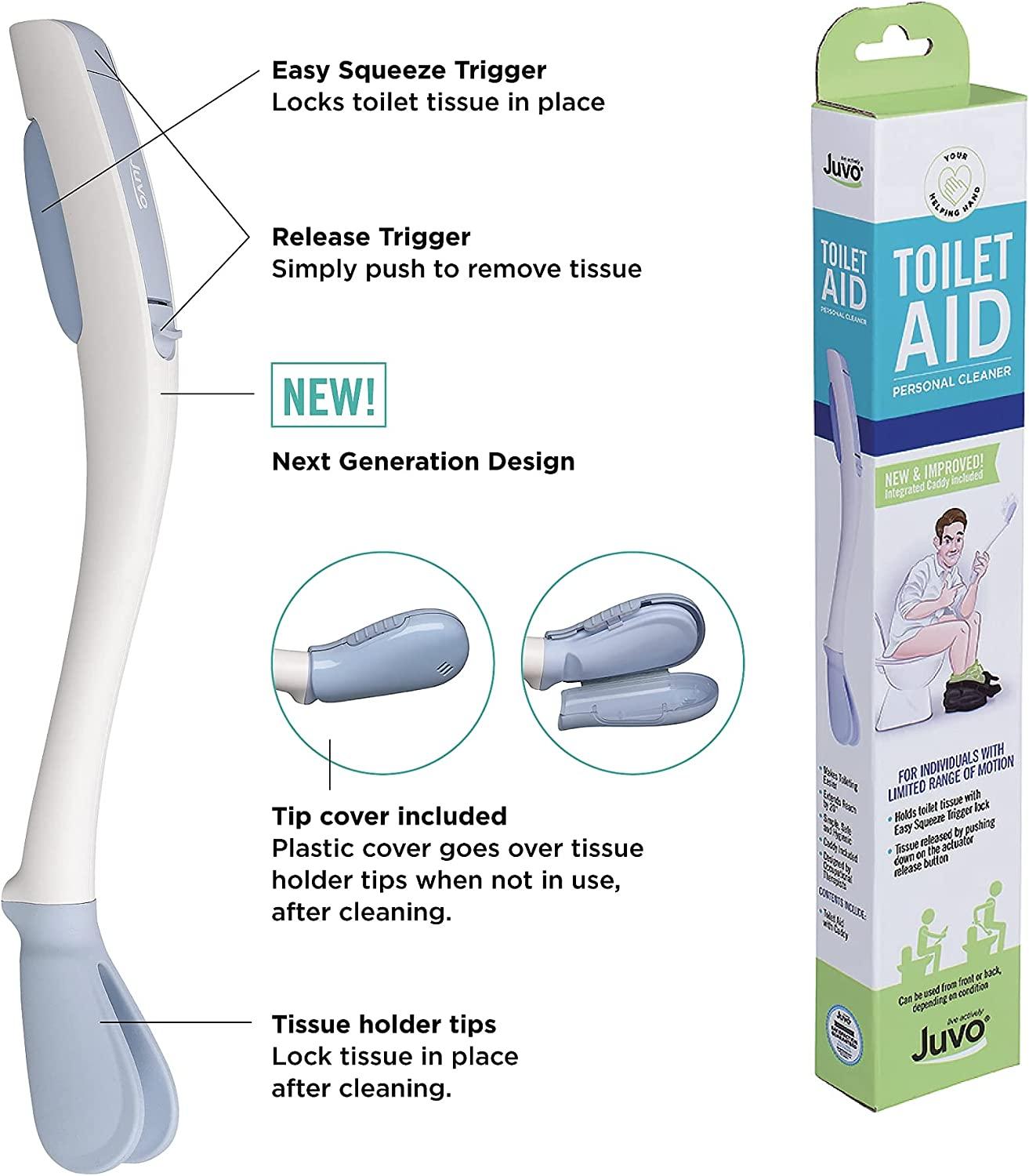 Juvo Toilet Aid 18 Long Reach Personal Wiping Aid with Hygienic Cover