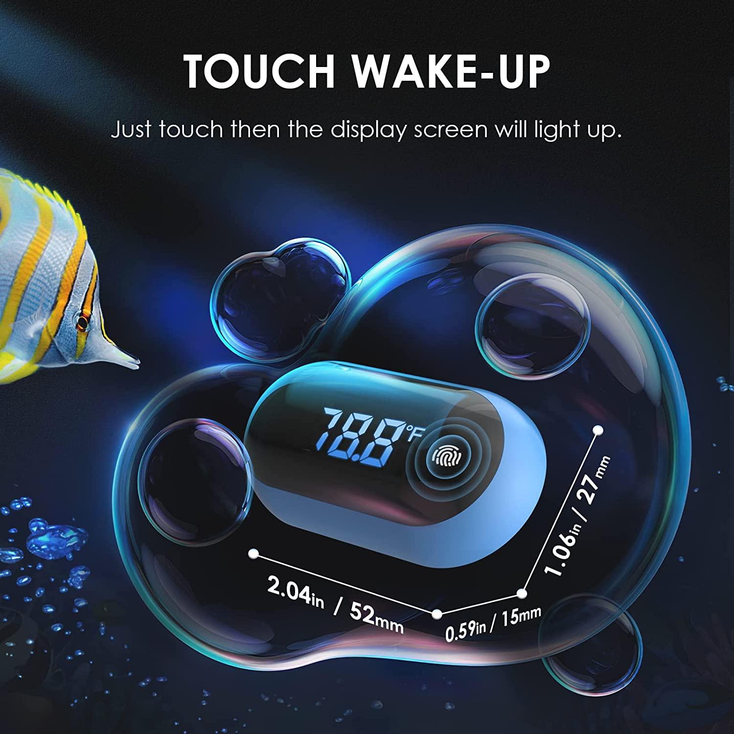 LED Fish Tank Thermometer, PAIZOO Digital Aquarium Thermometer with Touch Screen, Range of 32