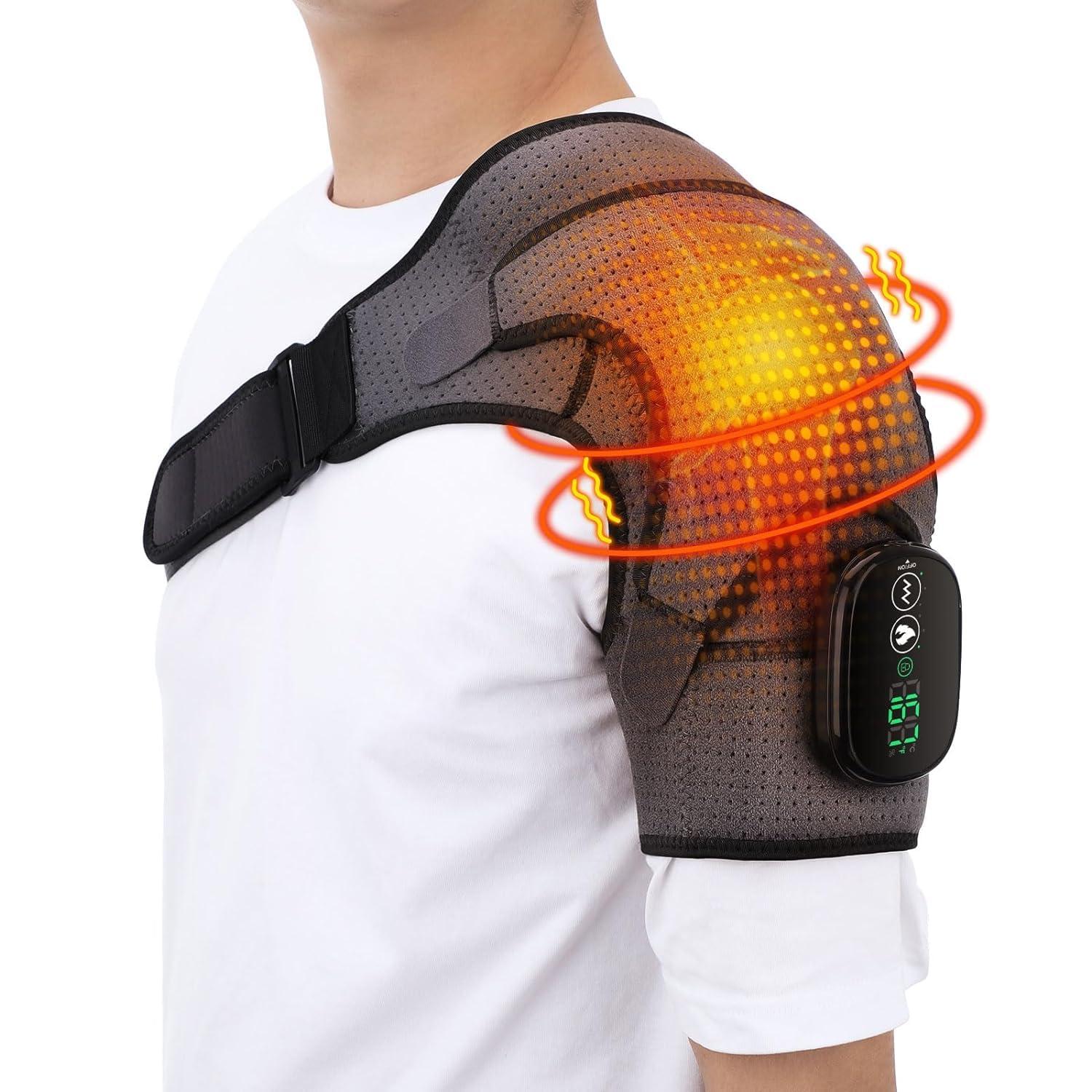 Heated Shoulder Wrap - Cordless Massager & Heating Pad with Vibration |  Adjustable Settings & Wearable Brace for Pain Relief | Buy Now with Express  International Delivery | GoSupps.com