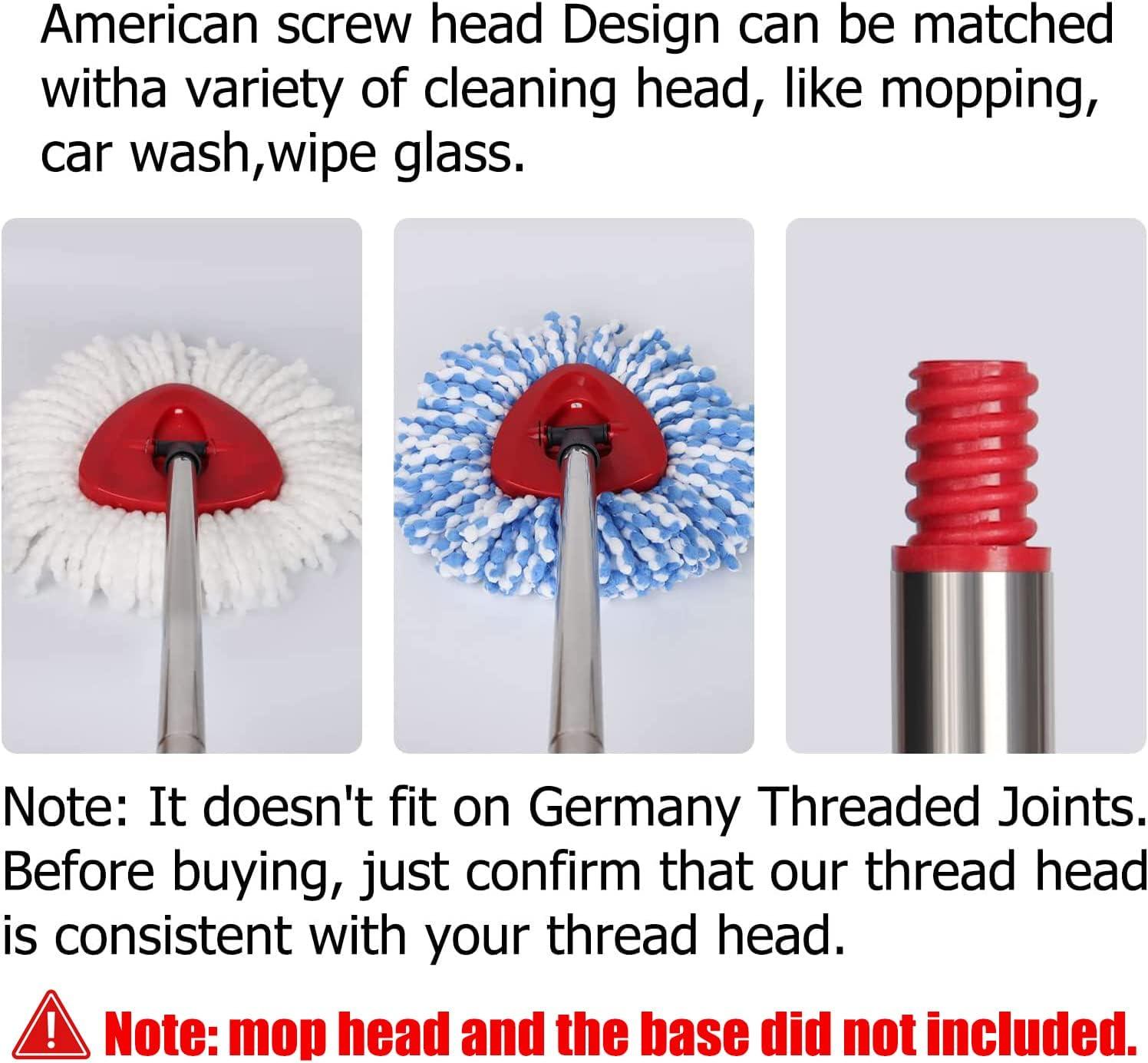 Qulable Spin Mop Replacement Handle Adjustable 4Section Stick for OCedar & EasyWring Mops Red